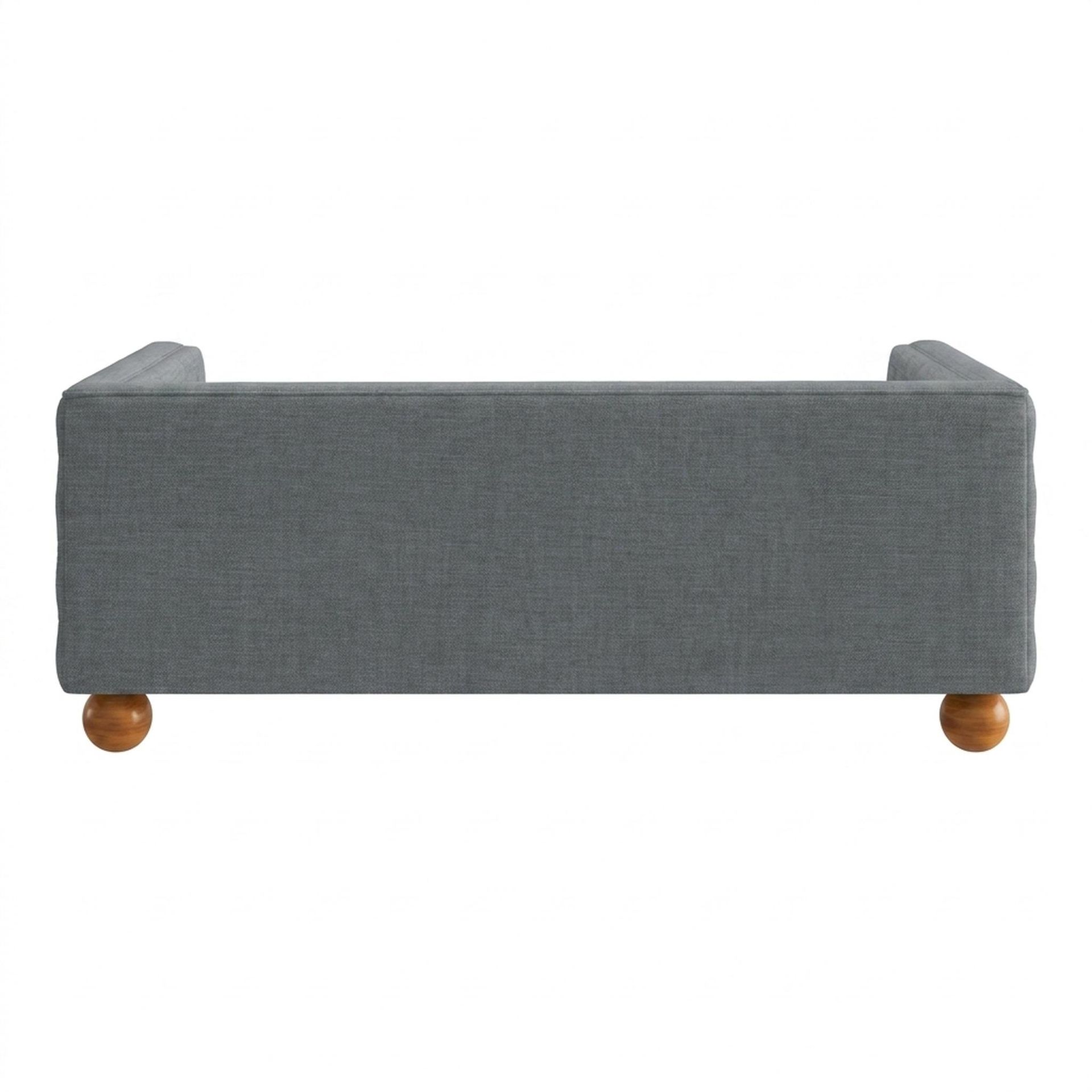 Hayden Home Premium Classic Chesterfield Sofa Bed, Warm Cedar Legs, Premium Steel Grey Upholstery