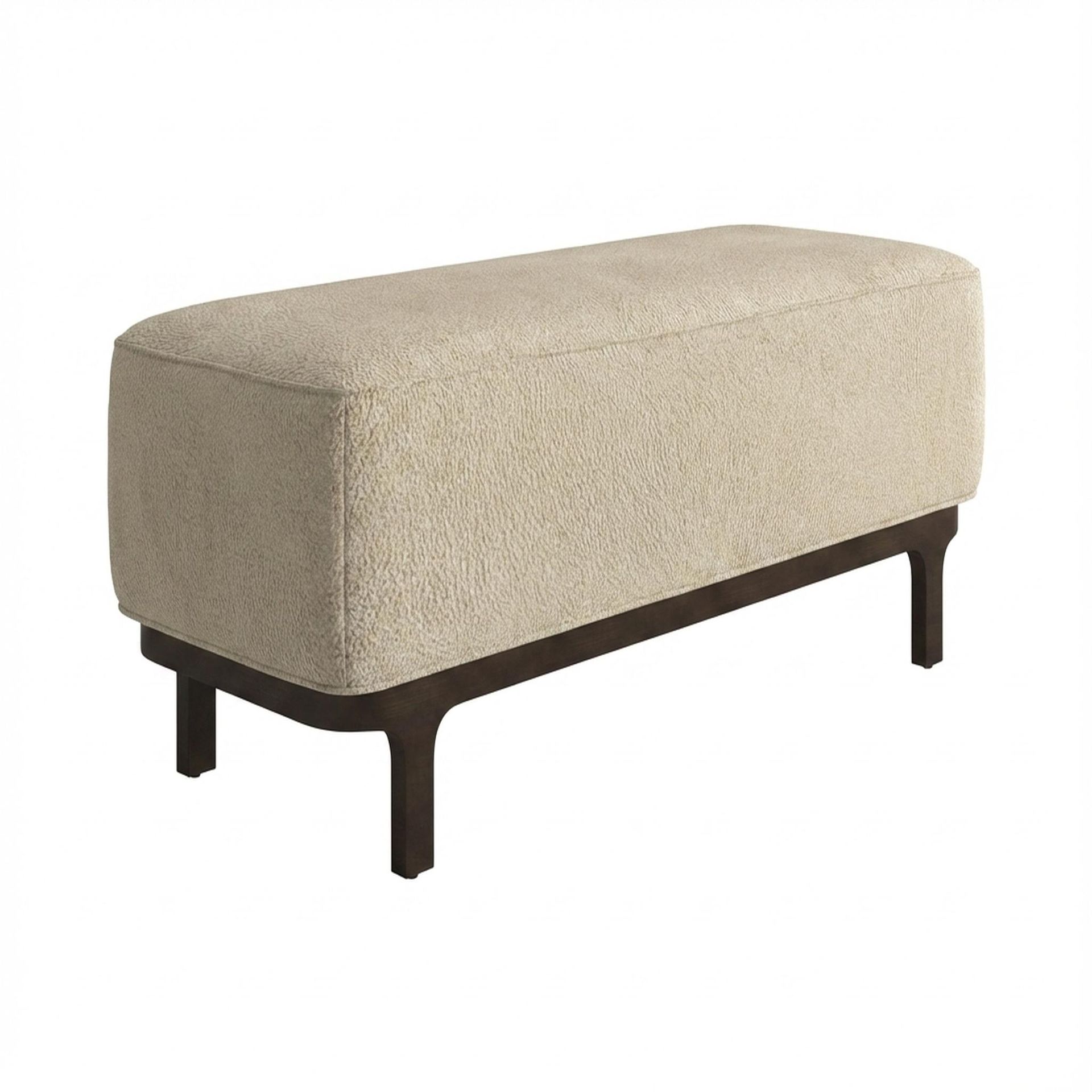 Hayden Home Premium Classic Serenity Bench, Coco Walnut Legs, Essential Sand Upholstery