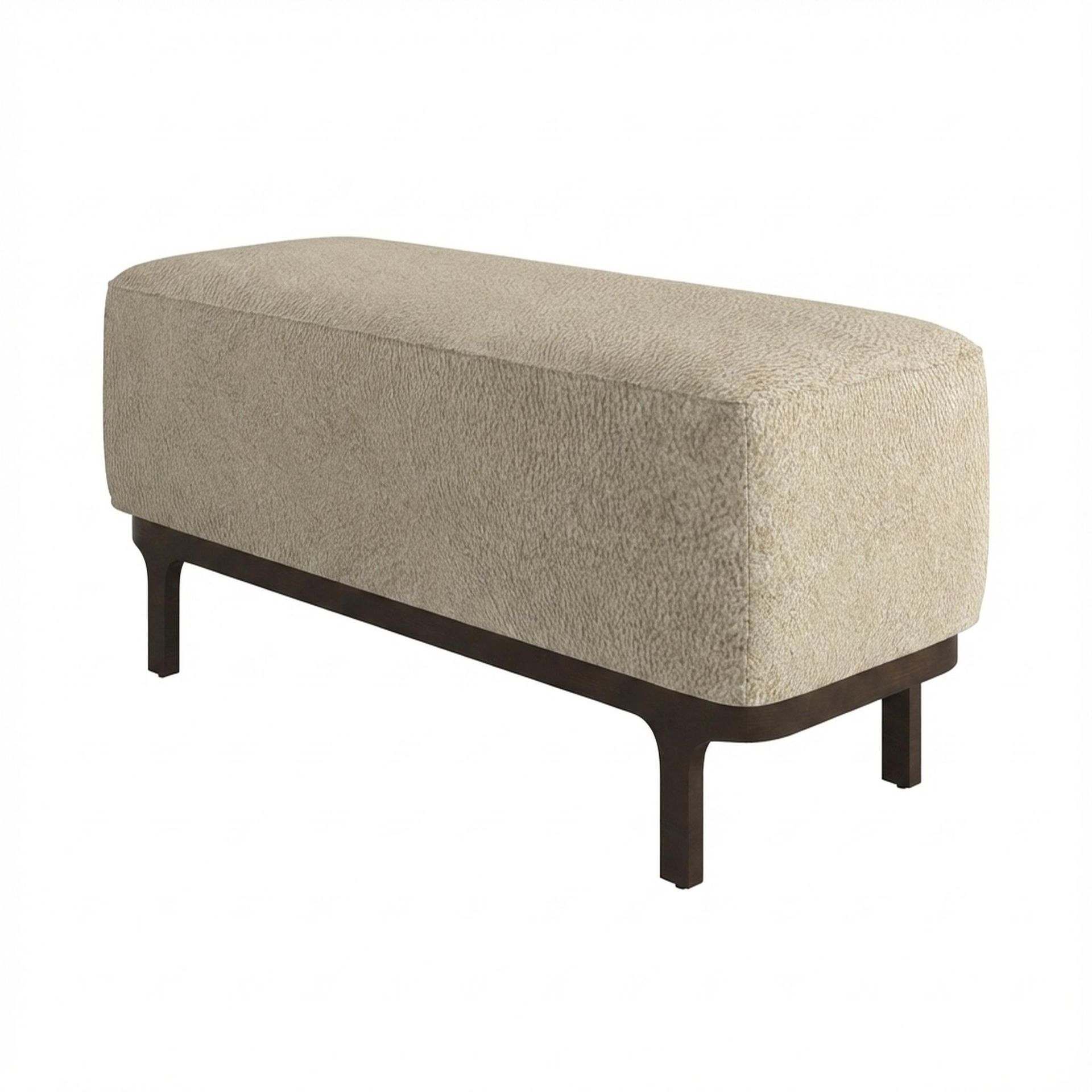 Hayden Home Premium Classic Serenity Bench, Coco Walnut Legs, Essential Sand Upholstery