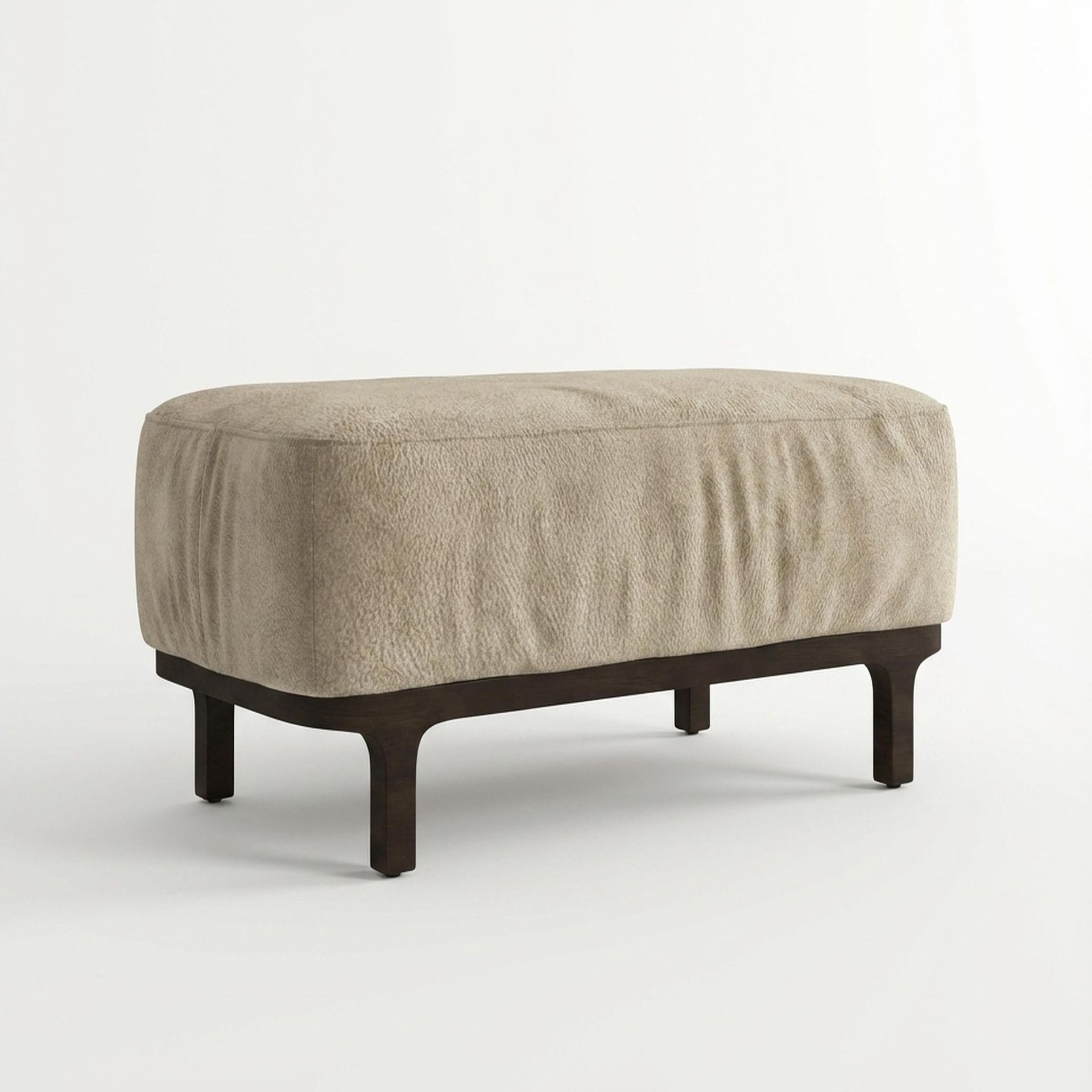 Hayden Home Premium Classic Serenity Bench, Coco Walnut Legs, Essential Sand Upholstery