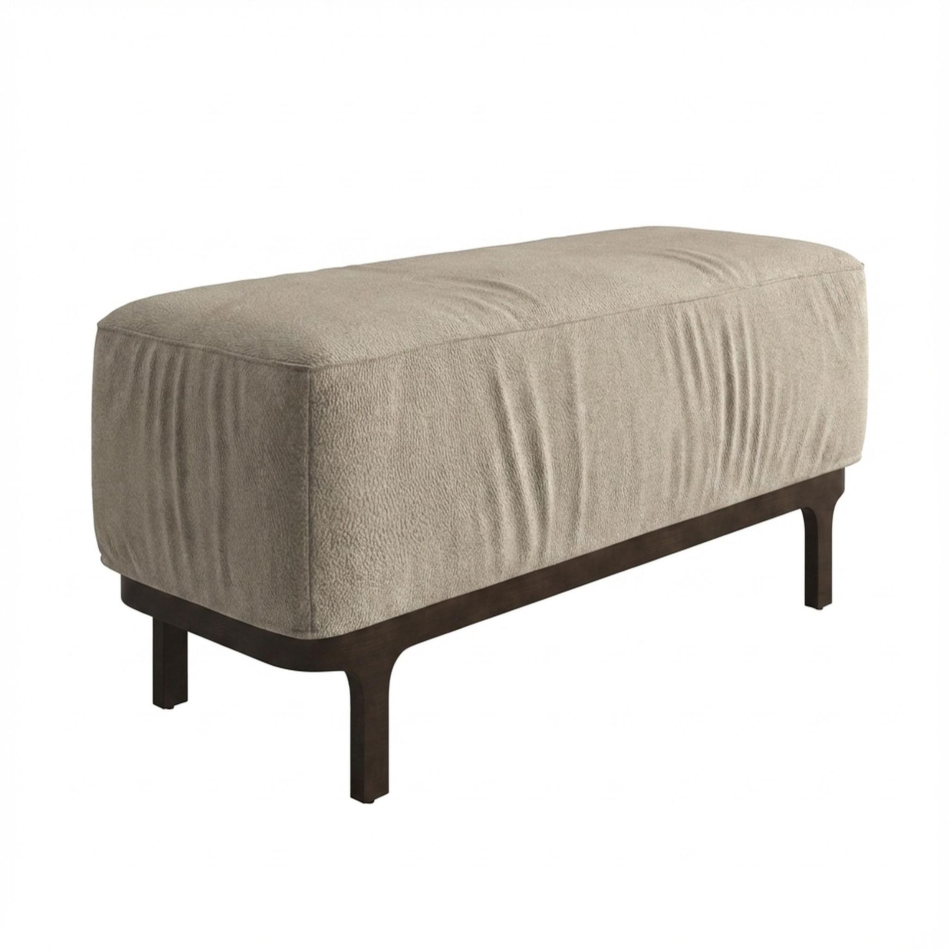 Hayden Home Premium Classic Serenity Bench, Coco Walnut Legs, Essential Bone Upholstery