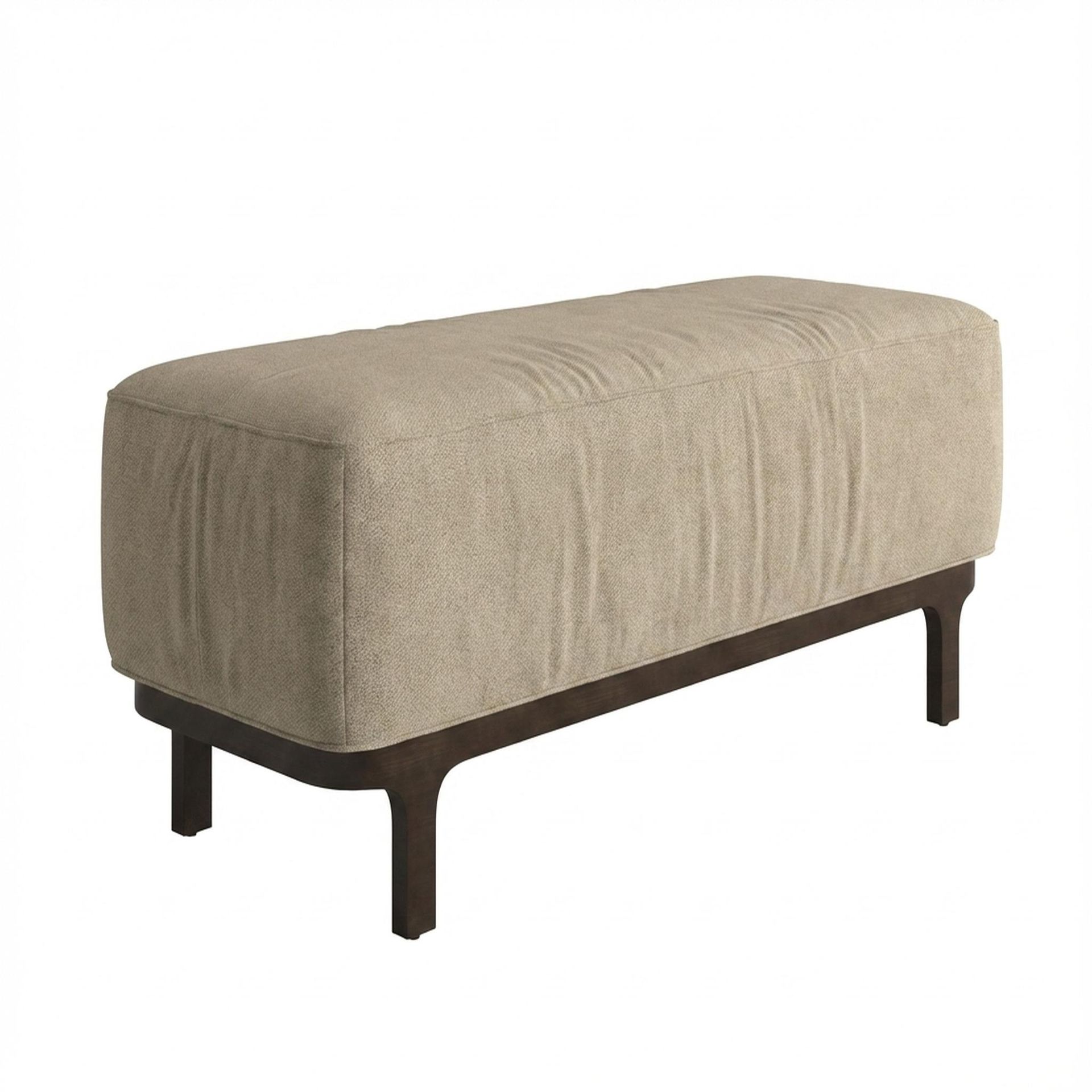 Hayden Home Premium Classic Serenity Bench, Coco Walnut Legs, Premium Alabaster Upholstery