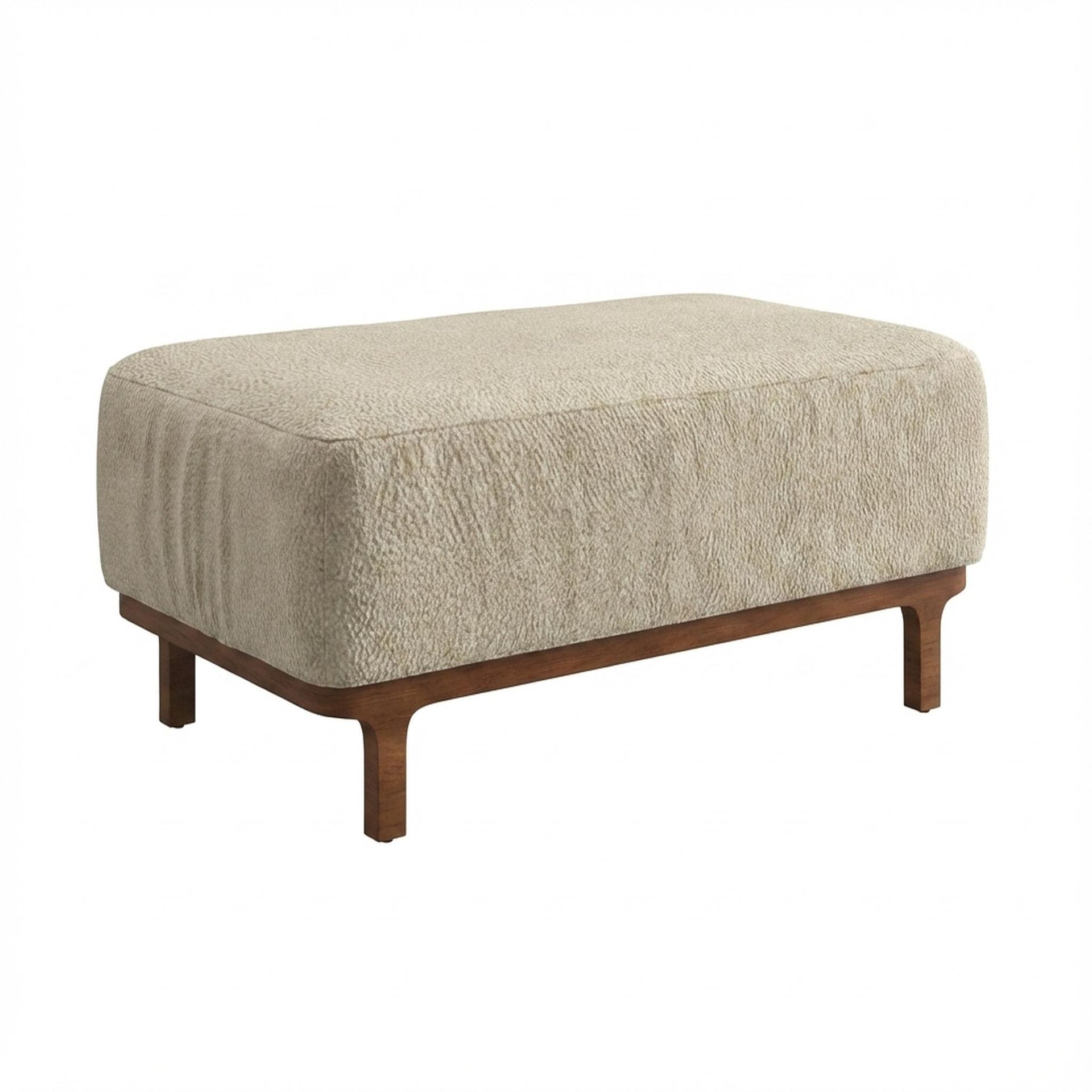 Hayden Home Premium Classic Serenity Bench, Warm Cedar Legs, Essential Sand Upholstery