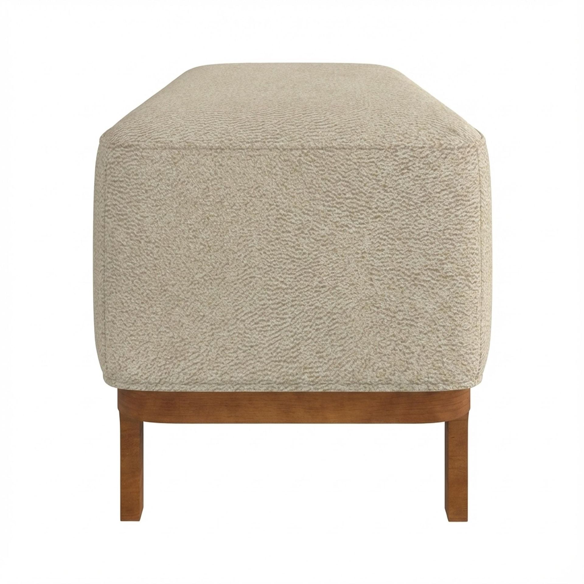 Hayden Home Premium Classic Serenity Bench, Warm Cedar Legs, Essential Sand Upholstery
