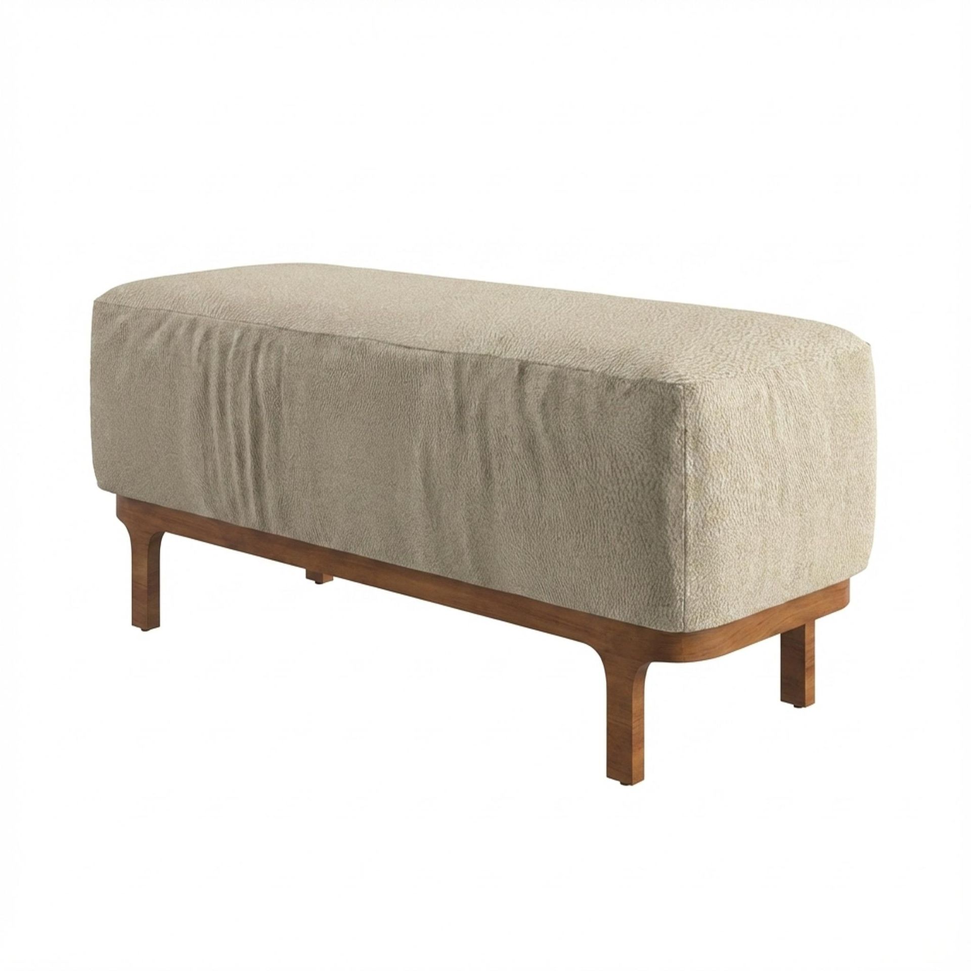 Hayden Home Premium Classic Serenity Bench, Warm Cedar Legs, Essential Sand Upholstery