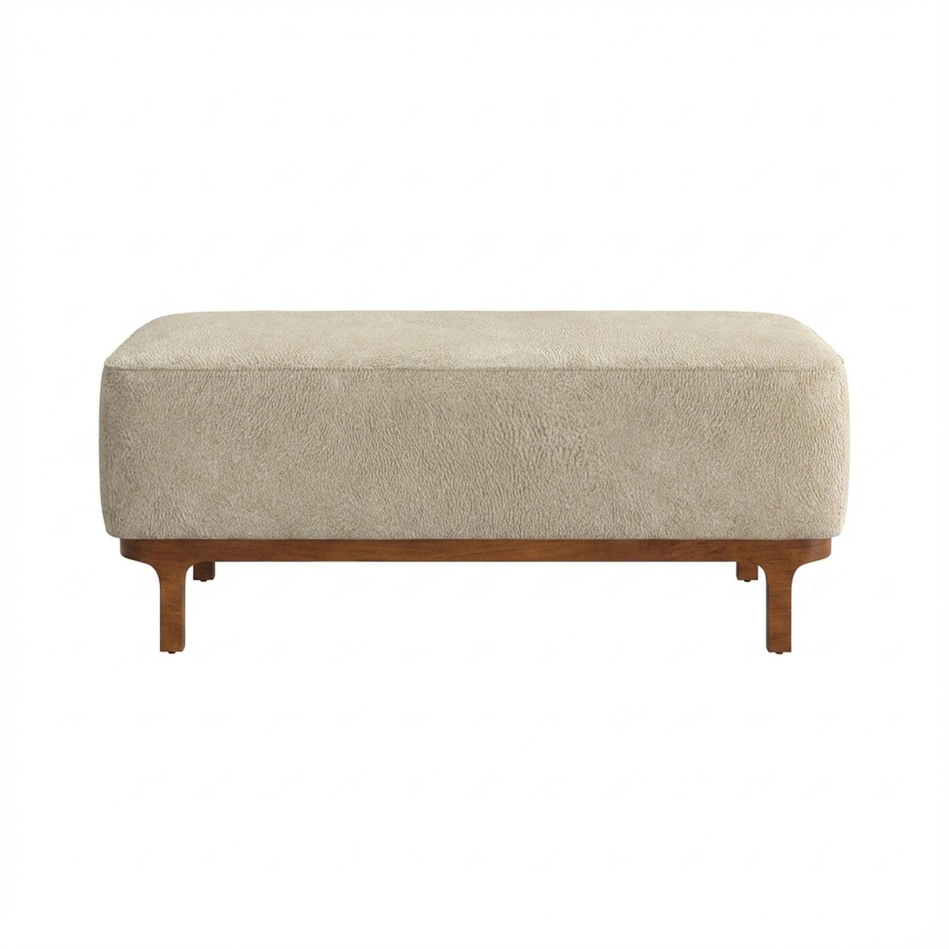 Hayden Home Premium Classic Serenity Bench, Warm Cedar Legs, Essential Sand Upholstery