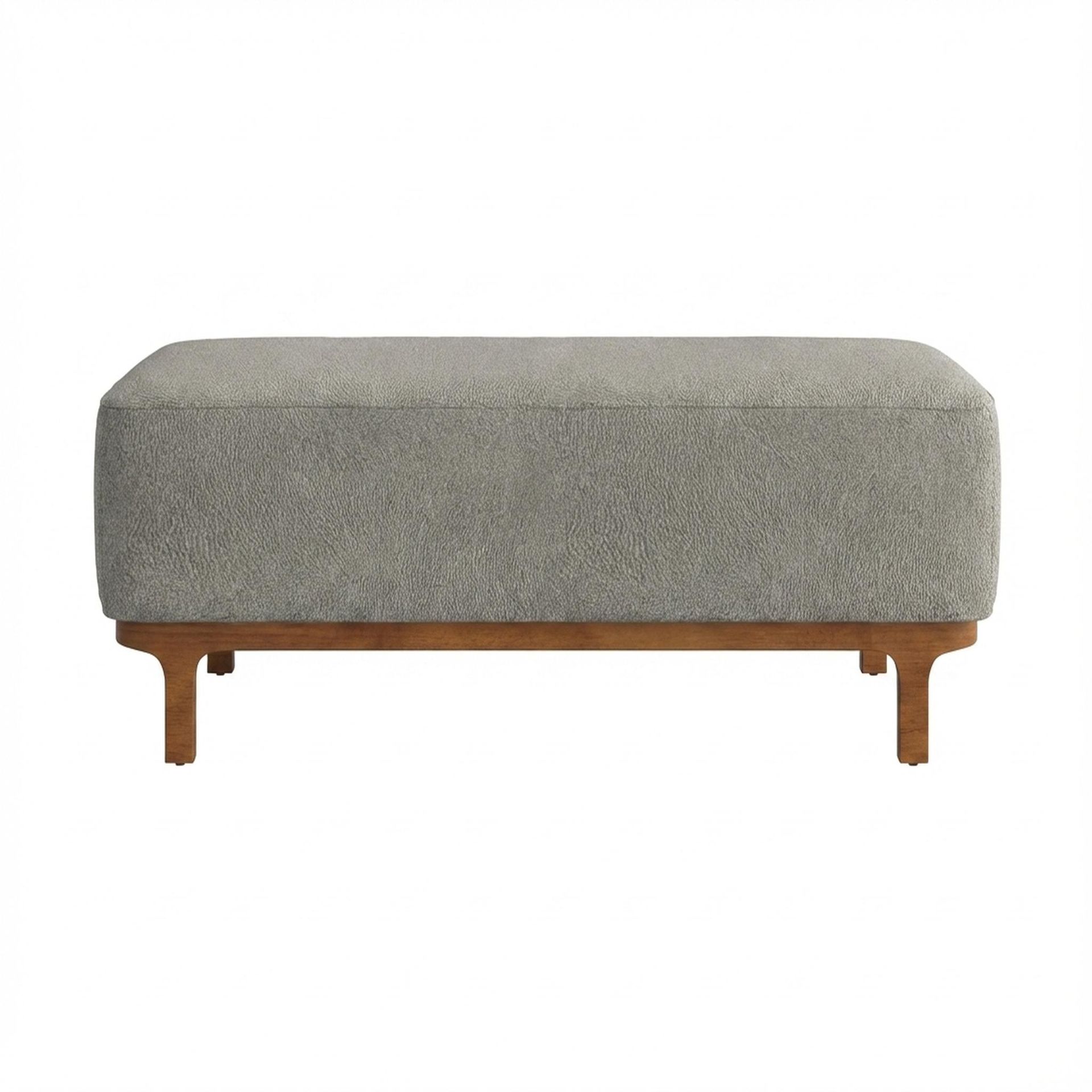 Hayden Home Premium Classic Serenity Bench, Warm Cedar Legs, Essential Bone Upholstery