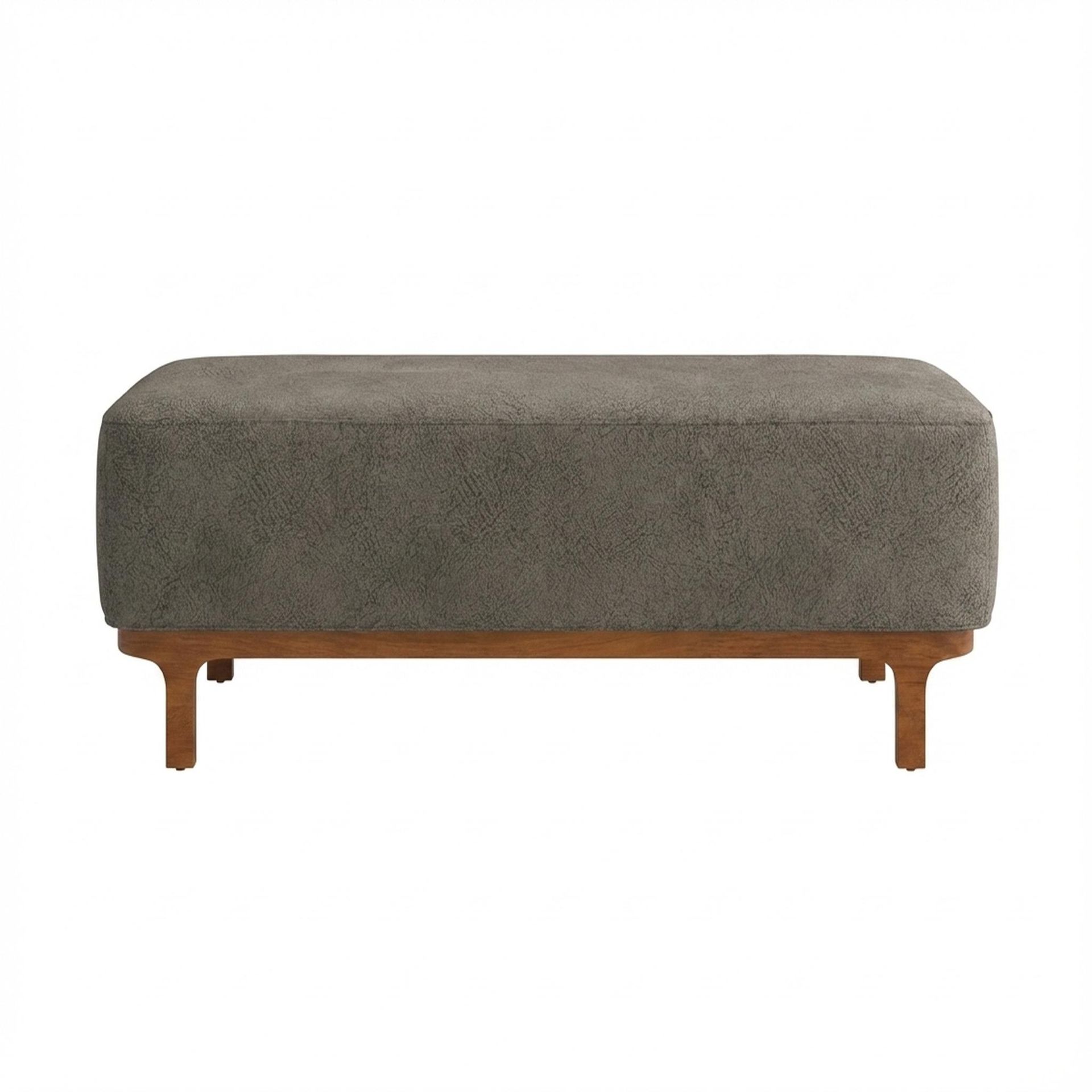 Hayden Home Premium Classic Serenity Bench, Warm Cedar Legs, Essential Biscuit Upholstery