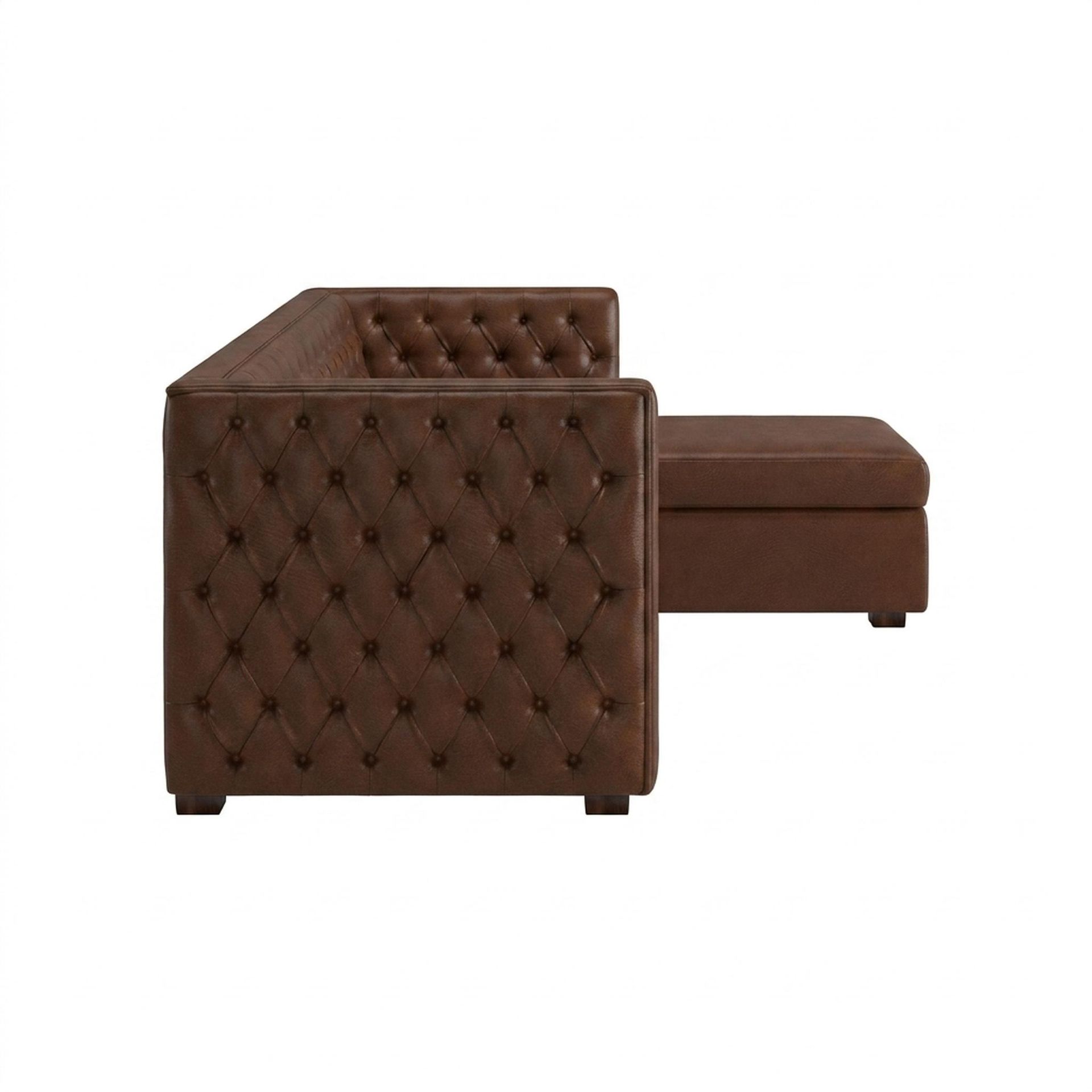 Hayden Home Premium Classic Tufted Sofa Bed, Coco Walnut Legs, Premium Rust Orange Upholstery