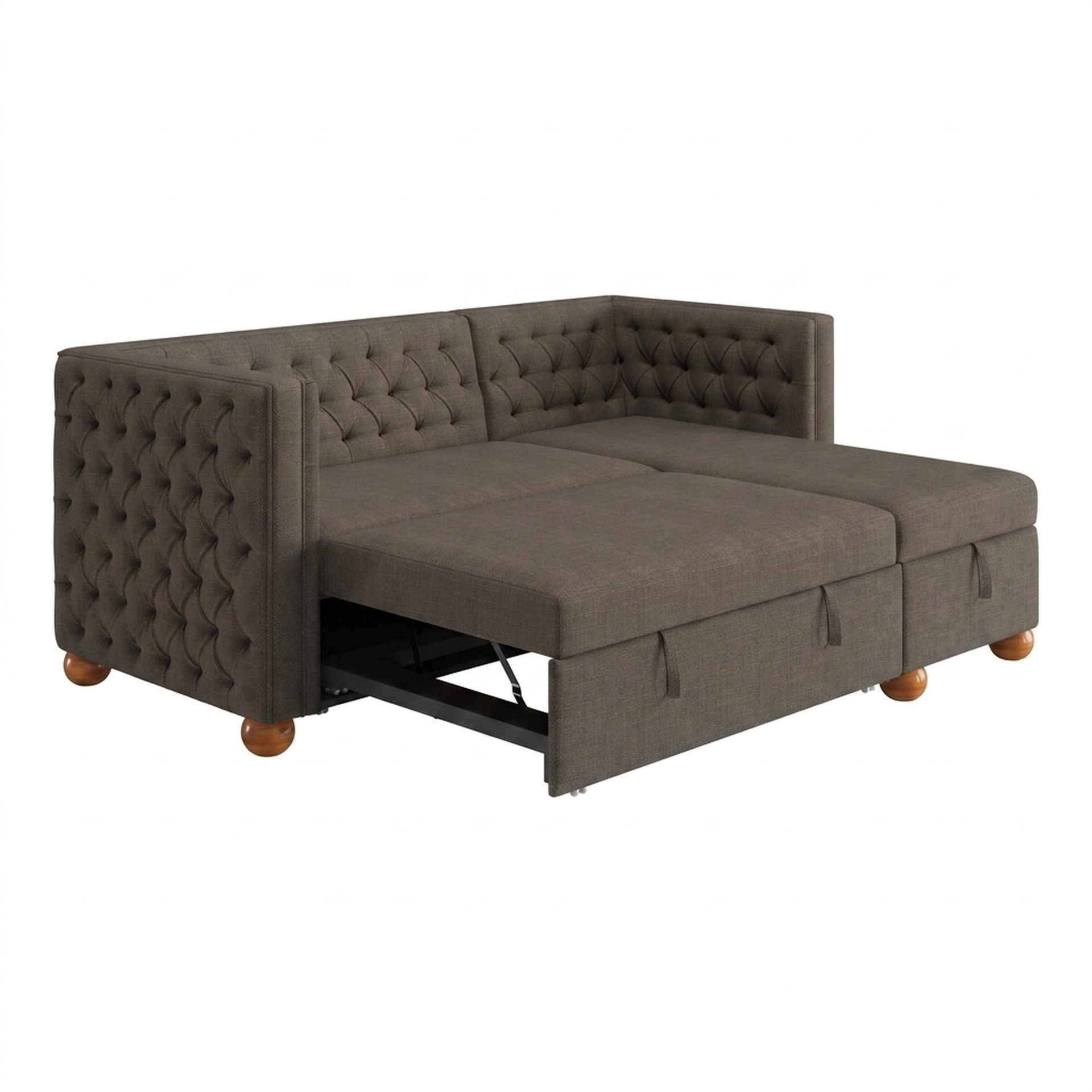 Hayden Home Premium Classic Tufted Sofa Bed, Warm Cedar Legs, Essential Chestnut Brown Upholstery