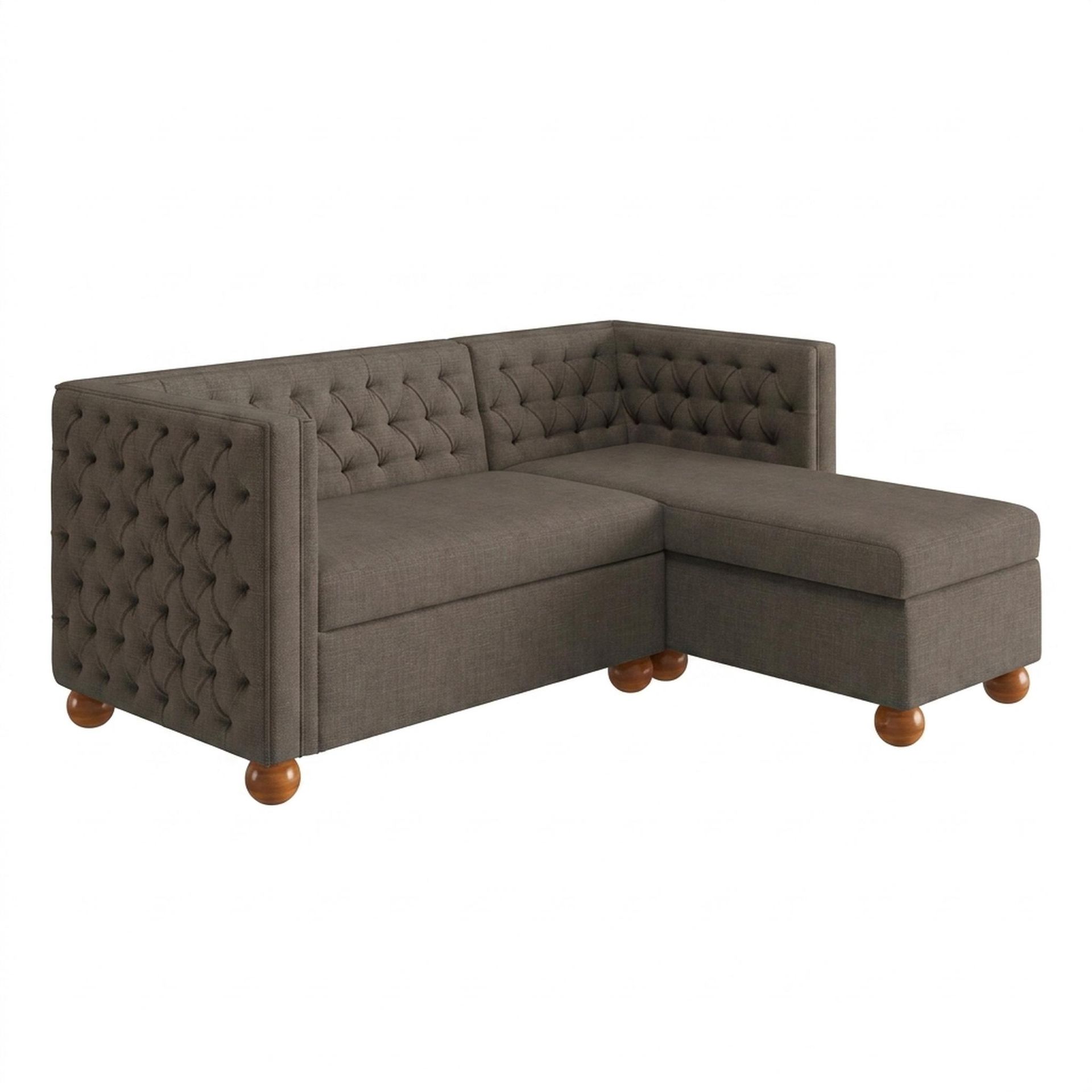 Hayden Home Premium Classic Tufted Sofa Bed, Warm Cedar Legs, Essential Chestnut Brown Upholstery