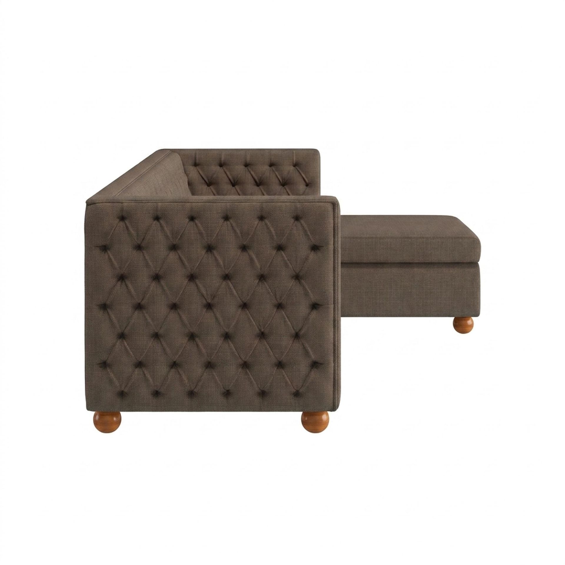 Hayden Home Premium Classic Tufted Sofa Bed, Warm Cedar Legs, Essential Chestnut Brown Upholstery