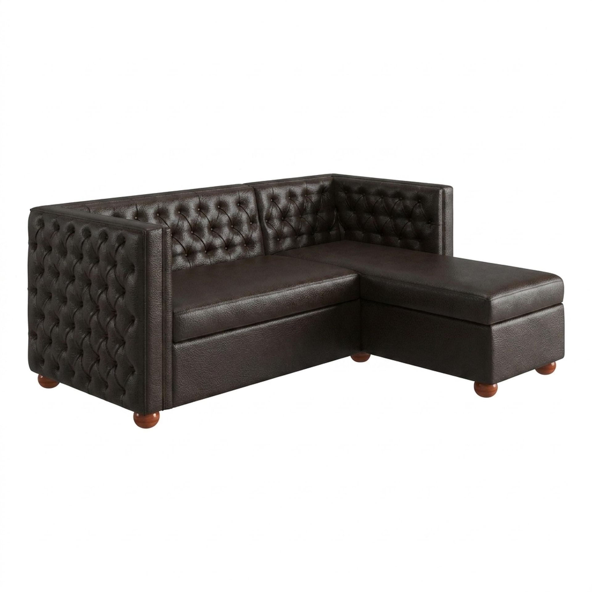 Hayden Home Premium Classic Tufted Sofa Bed, Warm Cedar Legs, Essential Beige Brown Upholstery