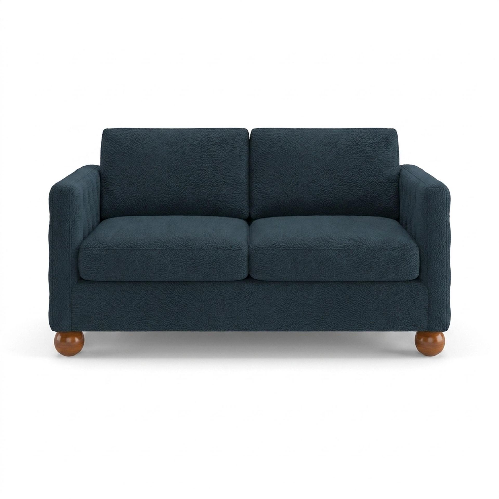 Hayden Home Premium Classic Tufted Sofa Bed, Warm Cedar Legs, Essential Vintage Blue Upholstery