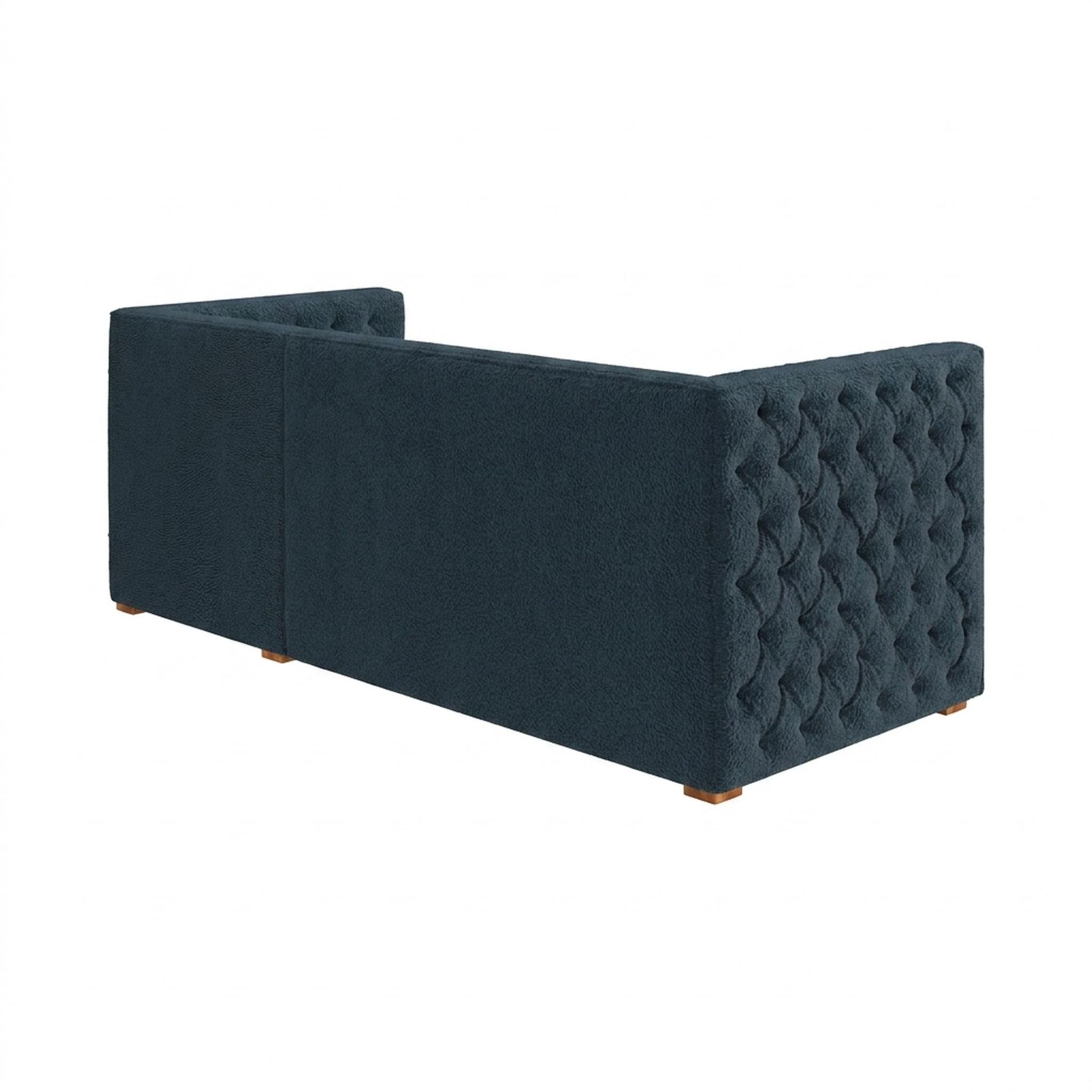 Hayden Home Premium Classic Tufted Sofa Bed, Warm Cedar Legs, Essential Vintage Blue Upholstery
