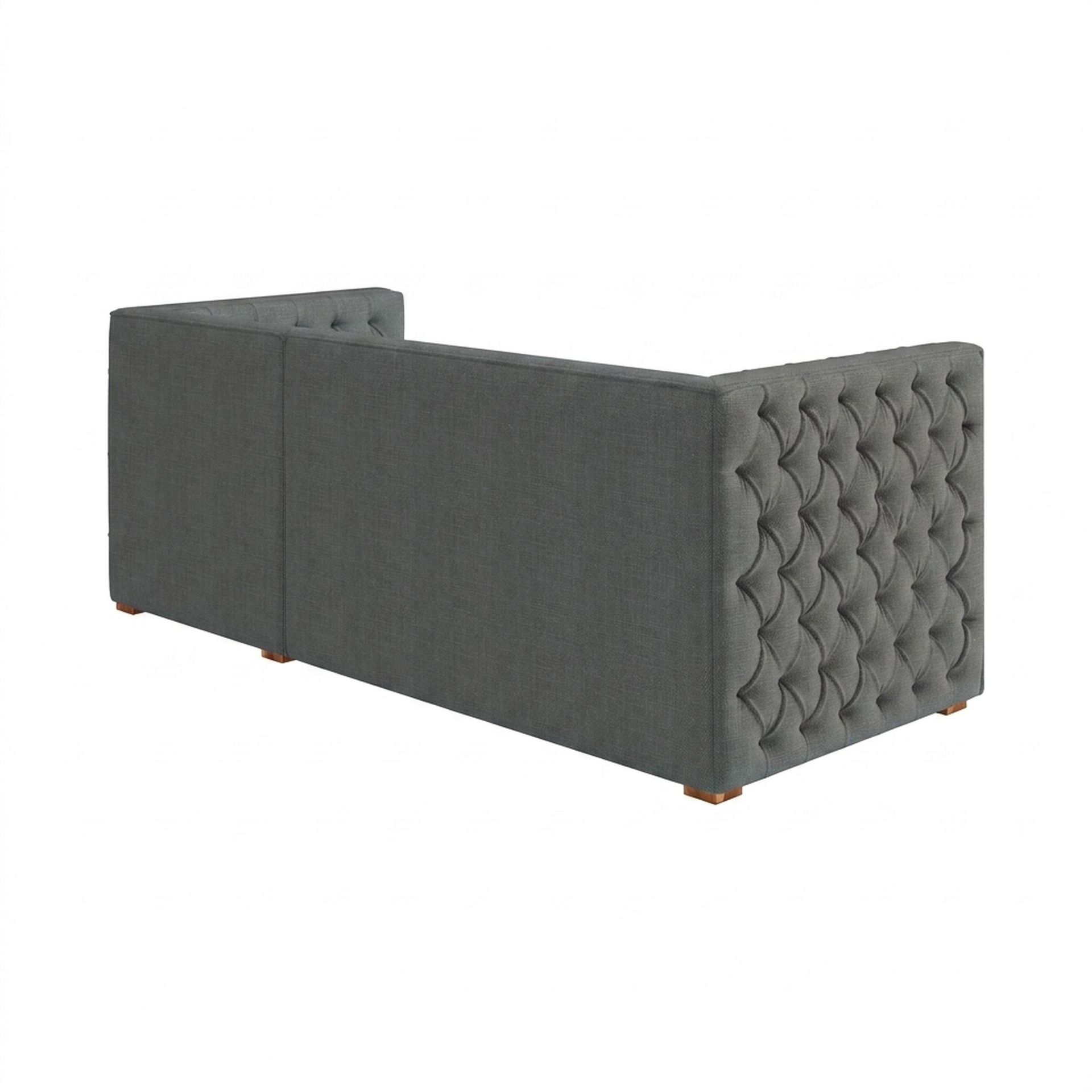 Hayden Home Premium Classic Tufted Sofa Bed, Warm Cedar Legs, Premium Steel Grey Upholstery