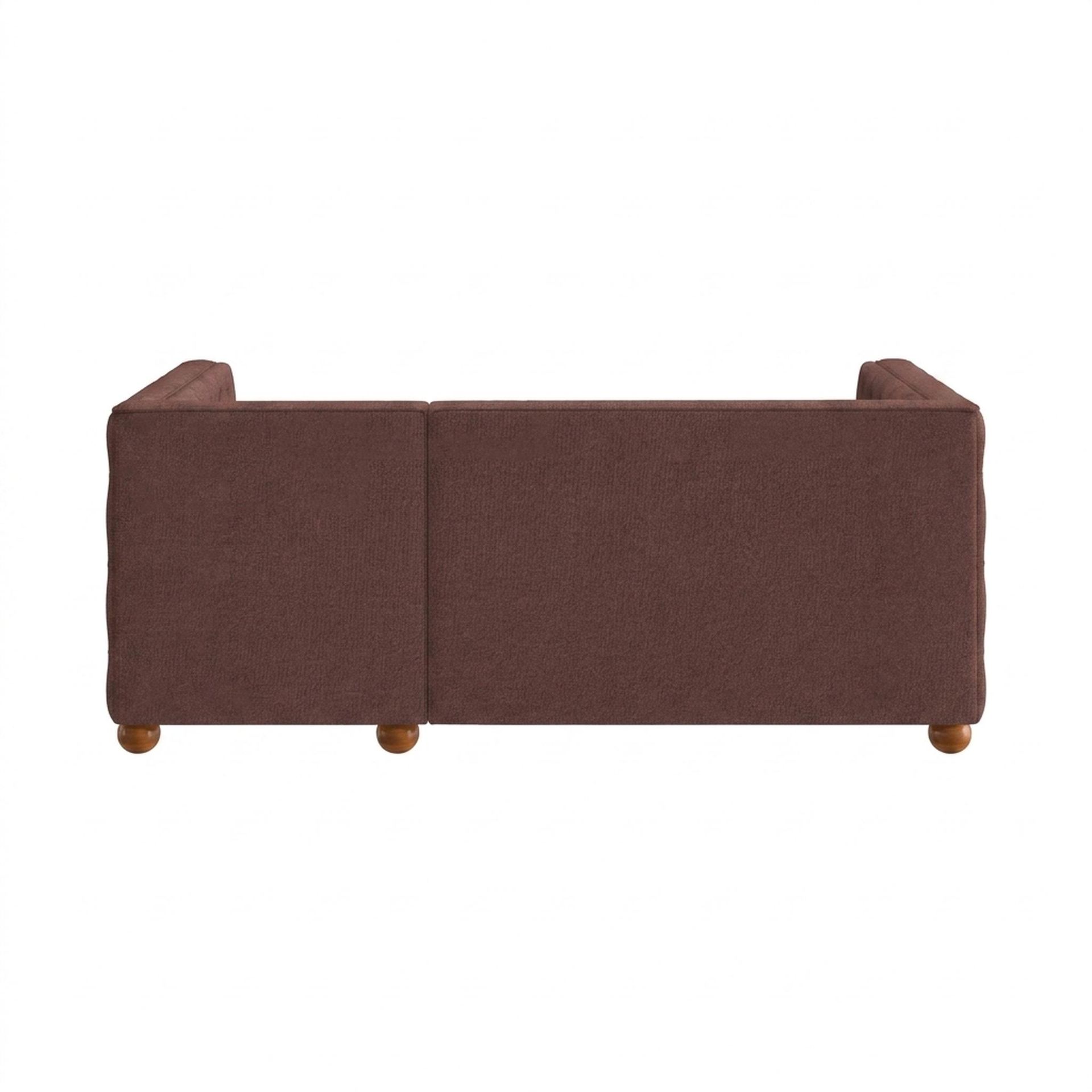 Hayden Home Premium Classic Tufted Sofa Bed, Warm Cedar Legs, Premium Ballet Pink Upholstery