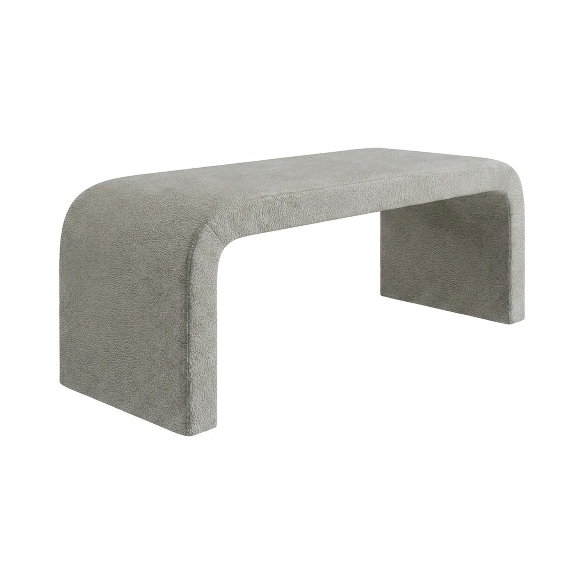 Hayden Home Premium Curved Comfort Bench, Coco Walnut Legs, Essential Bone Upholstery