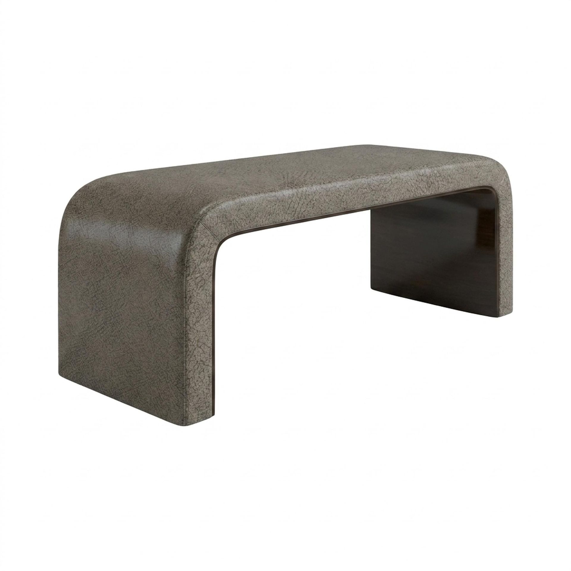 Hayden Home Premium Curved Comfort Bench, Coco Walnut Legs, Essential Biscuit Upholstery