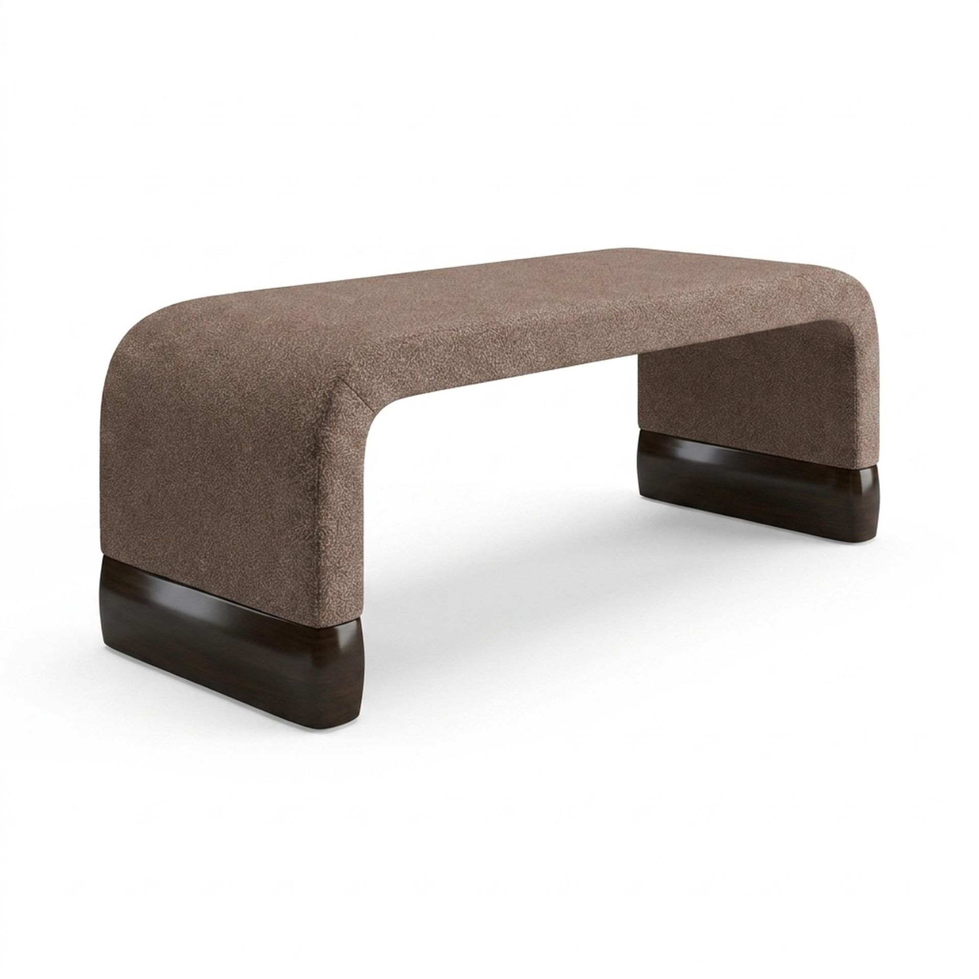 Hayden Home Premium Curved Comfort Bench, Coco Walnut Legs, Essential Ballet Slipper Upholstery