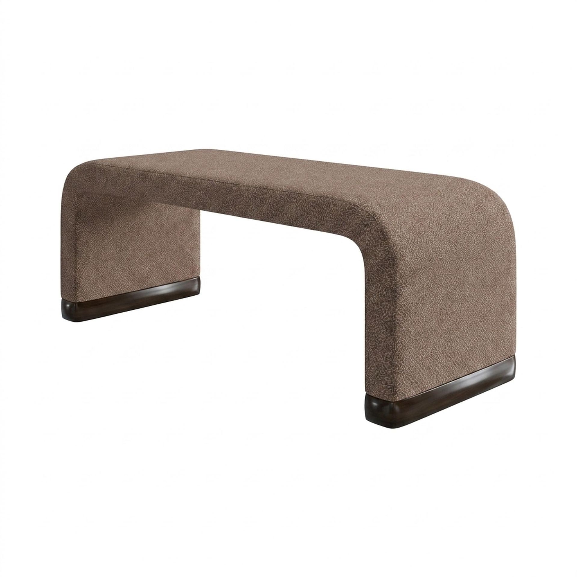 Hayden Home Premium Curved Comfort Bench, Coco Walnut Legs, Essential Ballet Slipper Upholstery