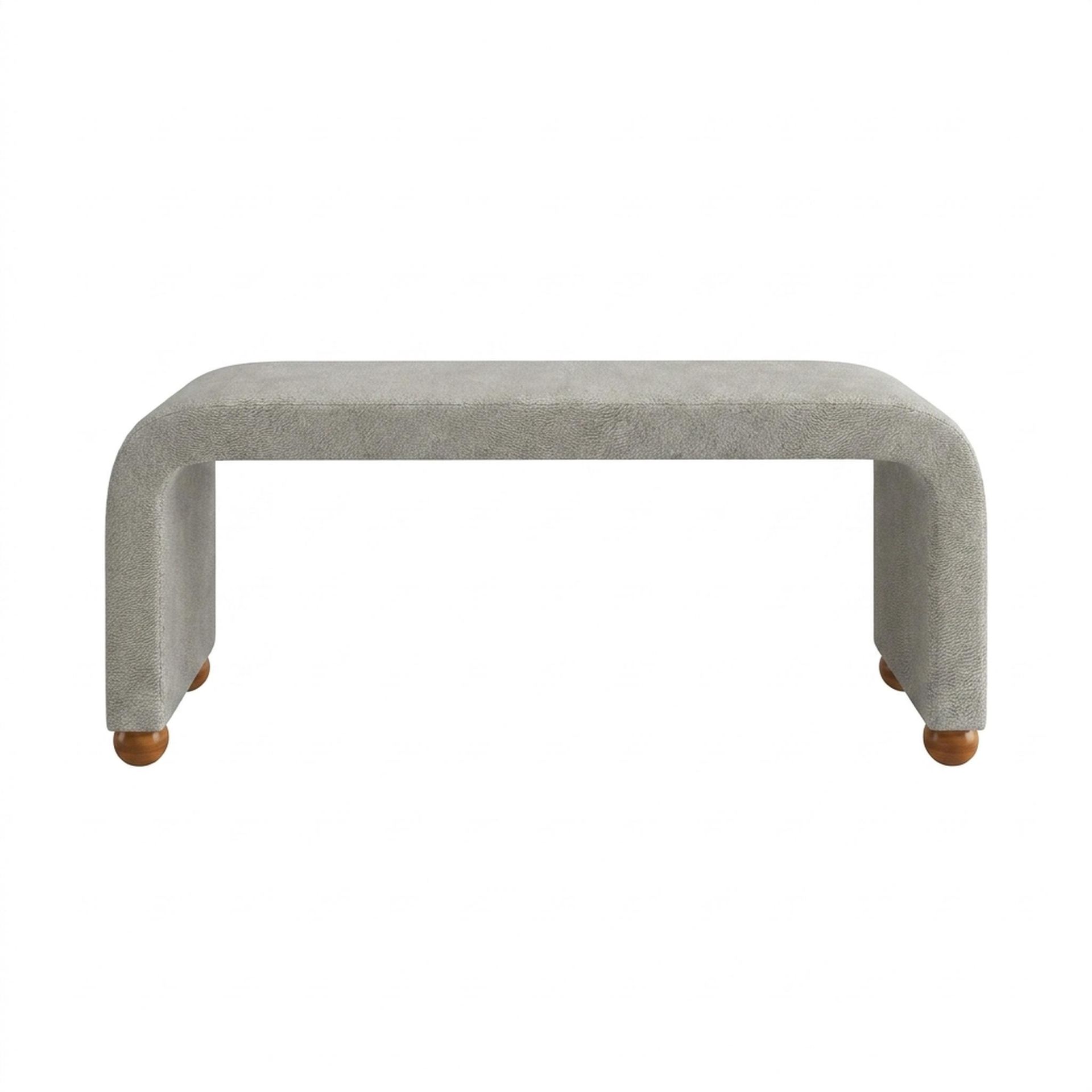 Hayden Home Premium Curved Comfort Bench, Warm Cedar Legs, Essential Bone Upholstery