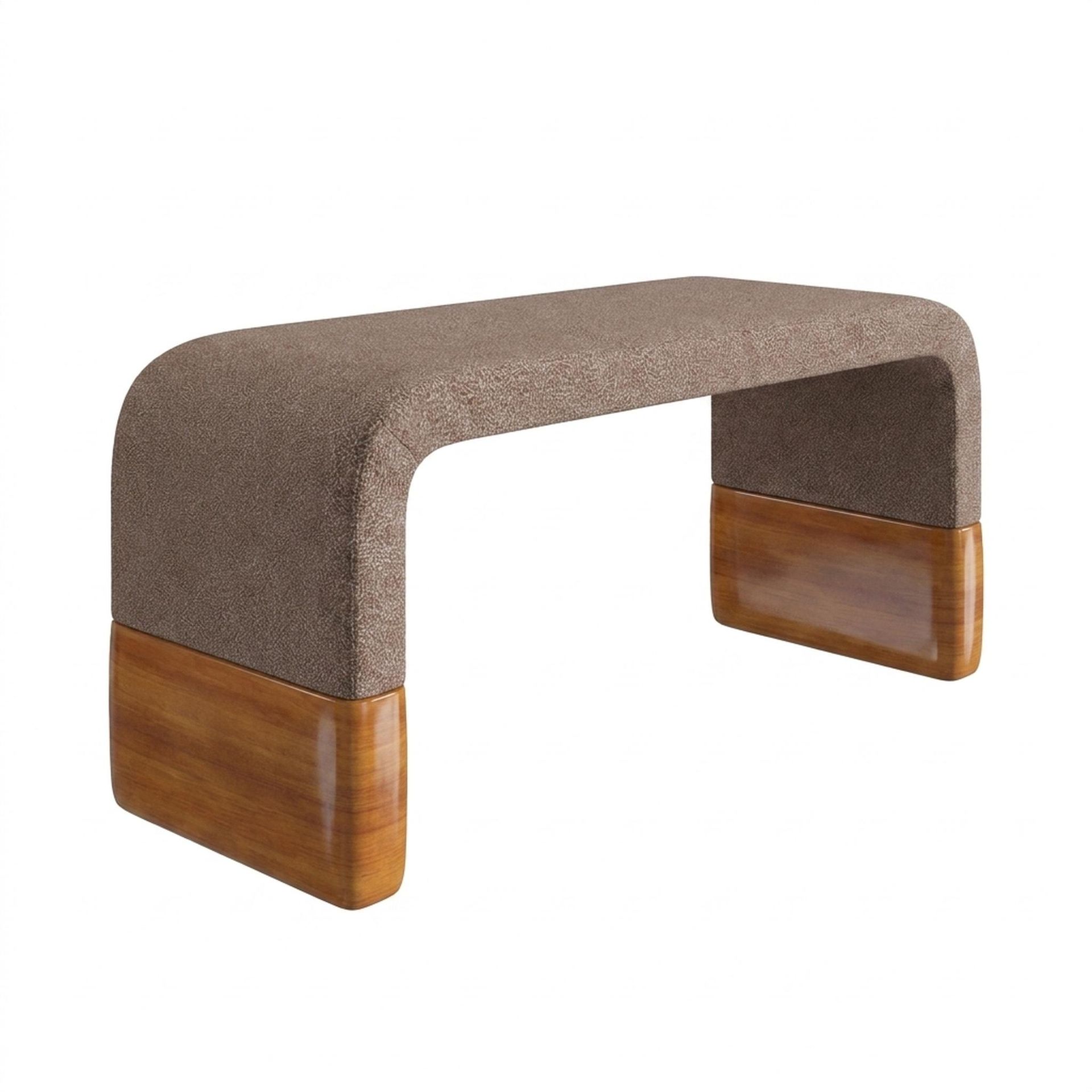 Hayden Home Premium Curved Comfort Bench, Warm Cedar Legs, Essential Ballet Slipper Upholstery