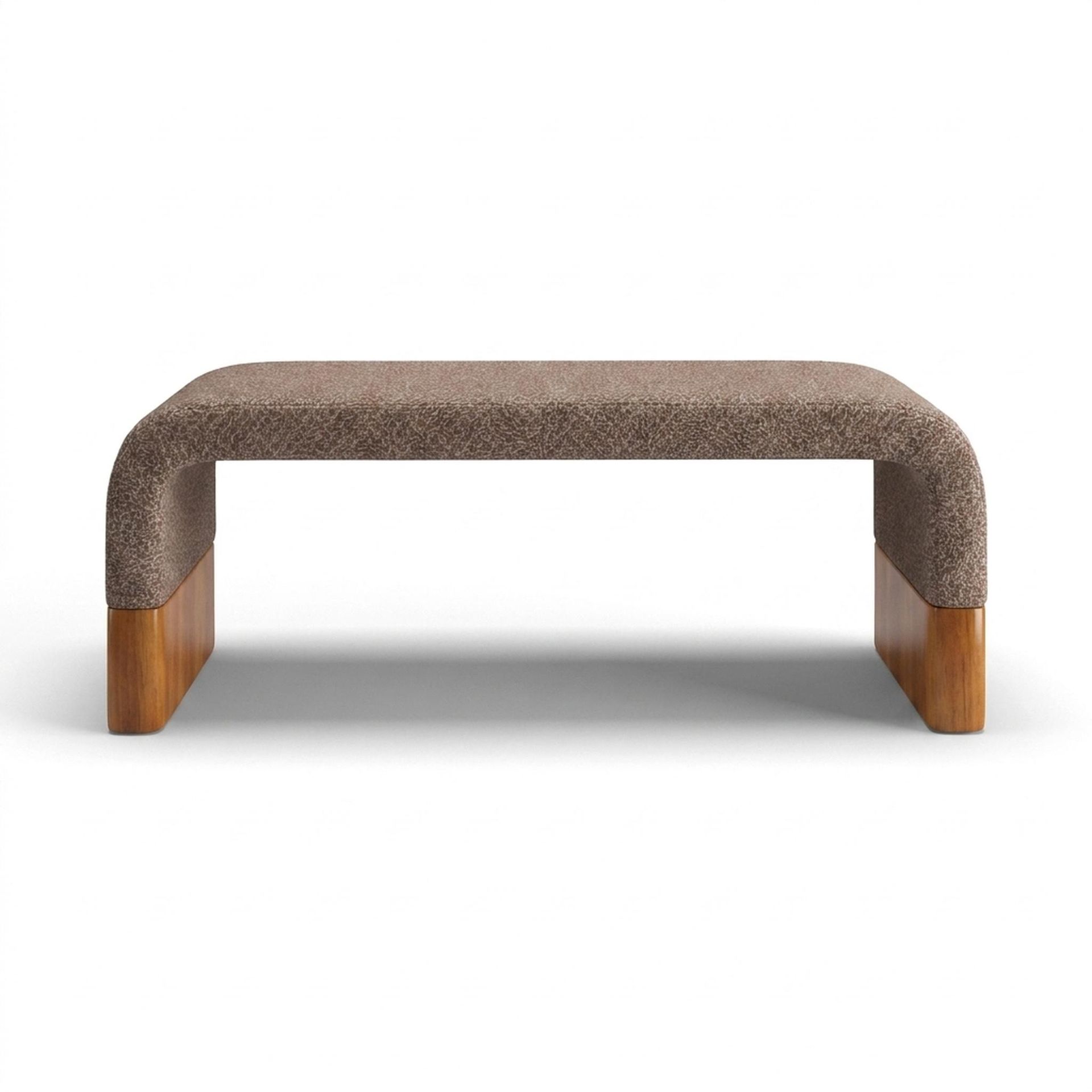 Hayden Home Premium Curved Comfort Bench, Warm Cedar Legs, Essential Ballet Slipper Upholstery