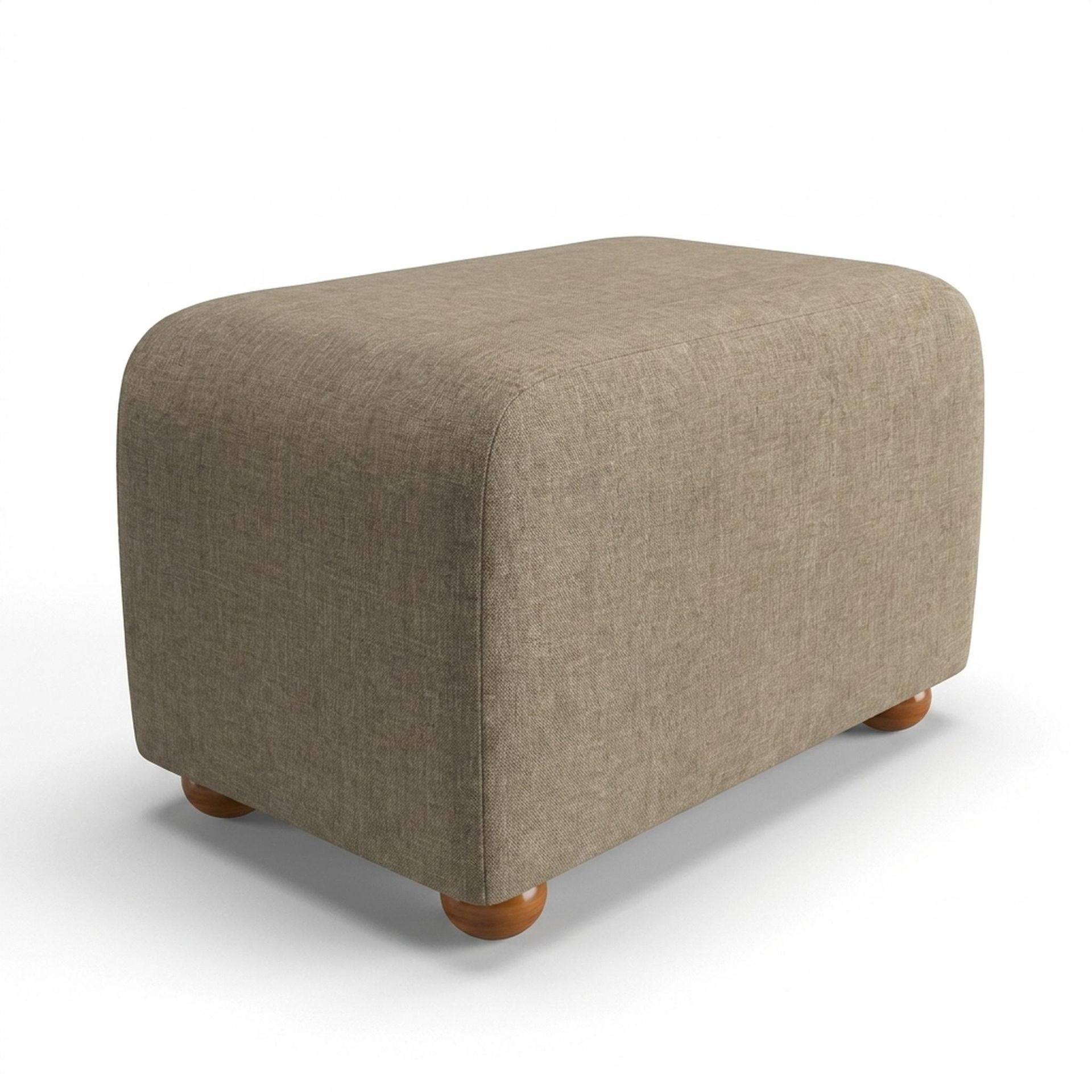 Hayden Home Premium Curved Comfort Bench, Warm Cedar Legs, Premium Dusky Biege Upholstery