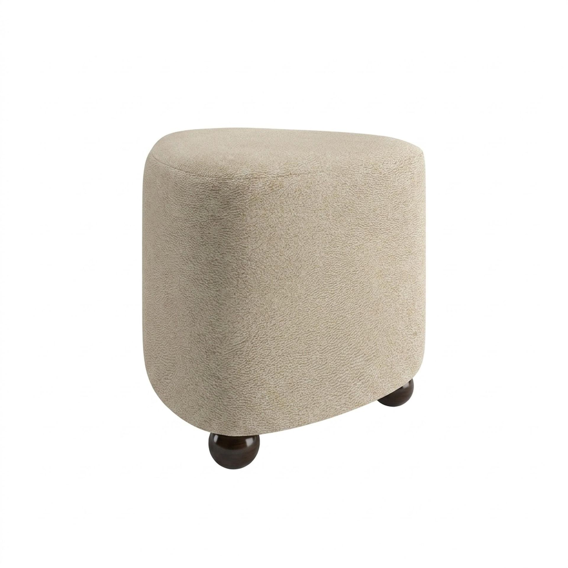 Hayden Home Premium Curved Triad Pouf, Coco Walnut Legs, Essential Sand Upholstery