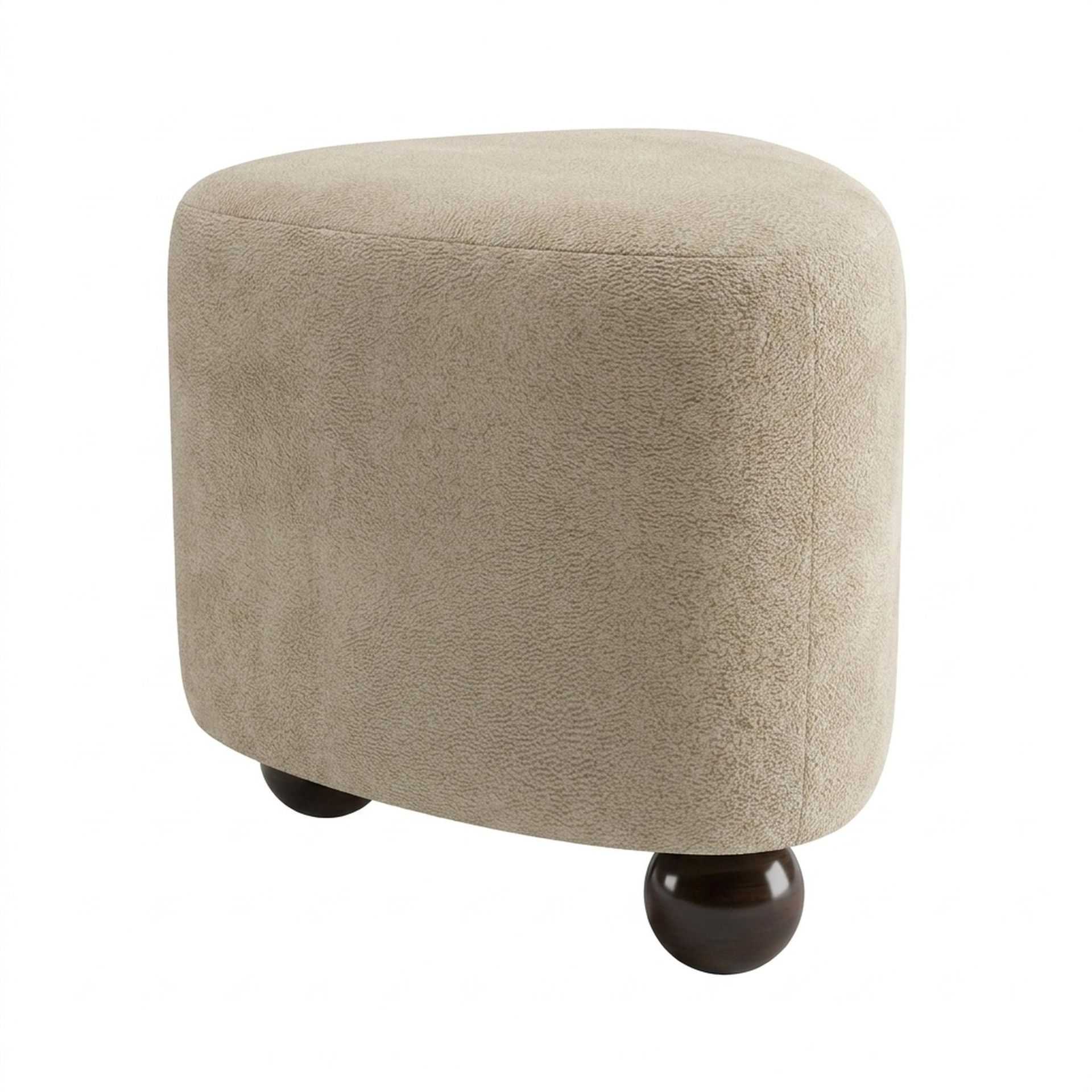 Hayden Home Premium Curved Triad Pouf, Coco Walnut Legs, Essential Sand Upholstery