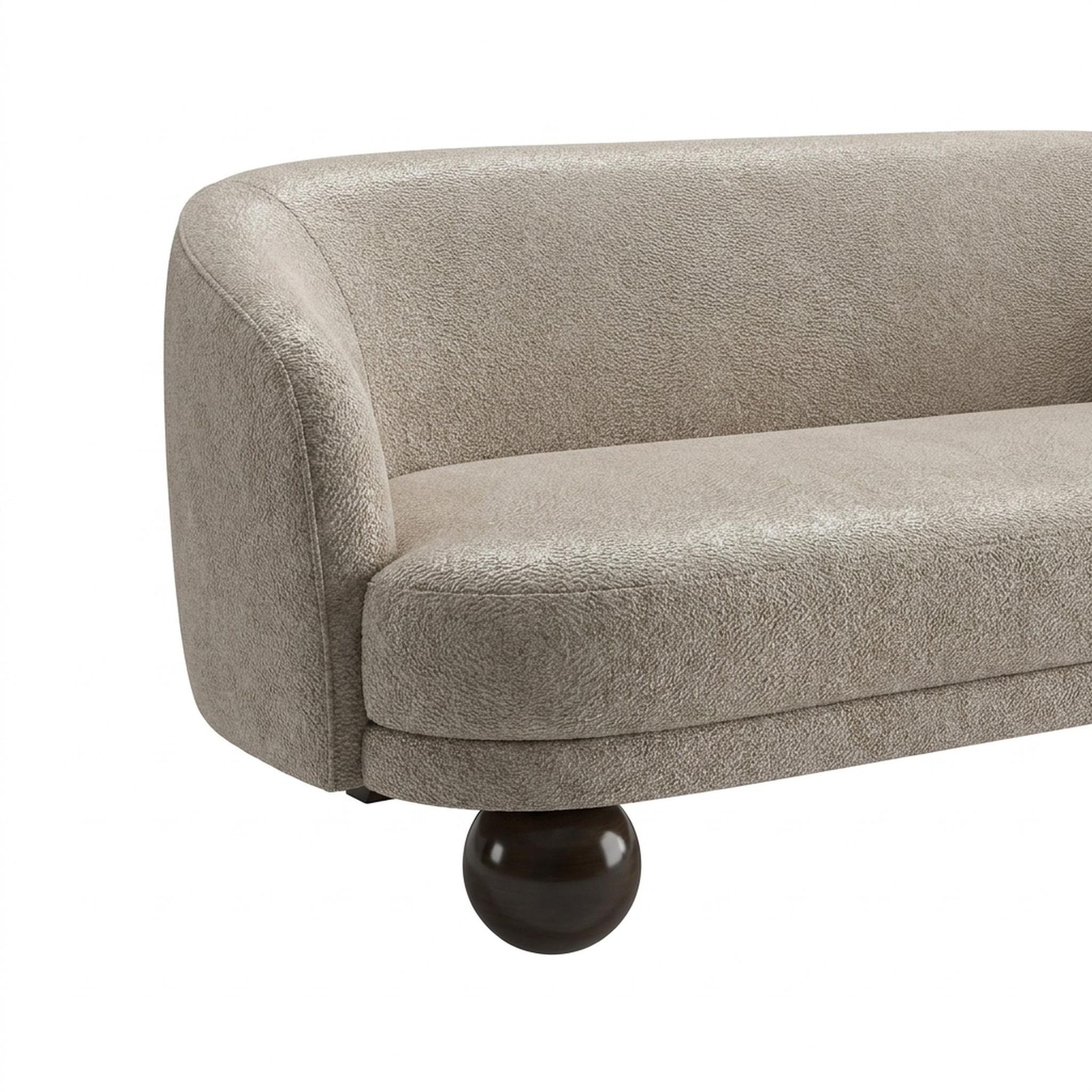 Hayden Home Premium Curved Triad Pouf, Coco Walnut Legs, Essential Bone Upholstery