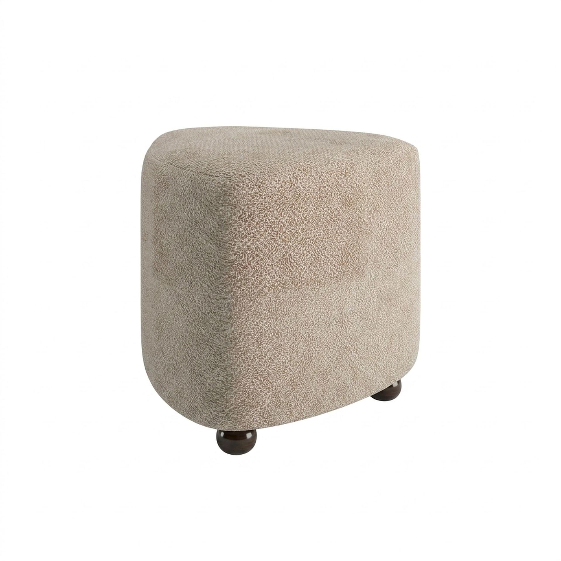 Hayden Home Premium Curved Triad Pouf, Coco Walnut Legs, Essential Bone Upholstery
