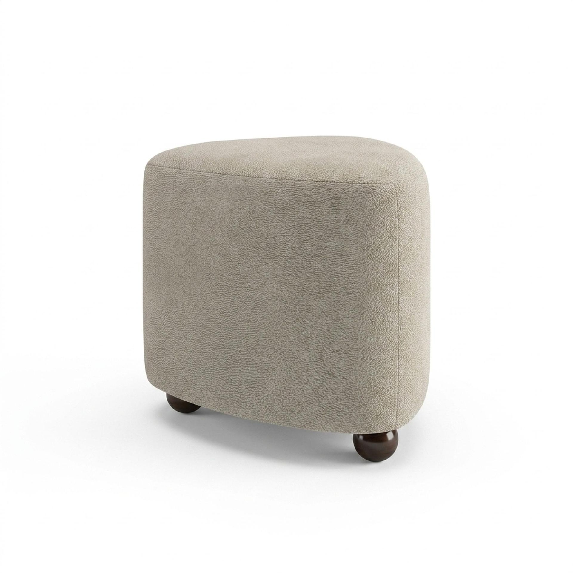 Hayden Home Premium Curved Triad Pouf, Coco Walnut Legs, Essential Bone Upholstery