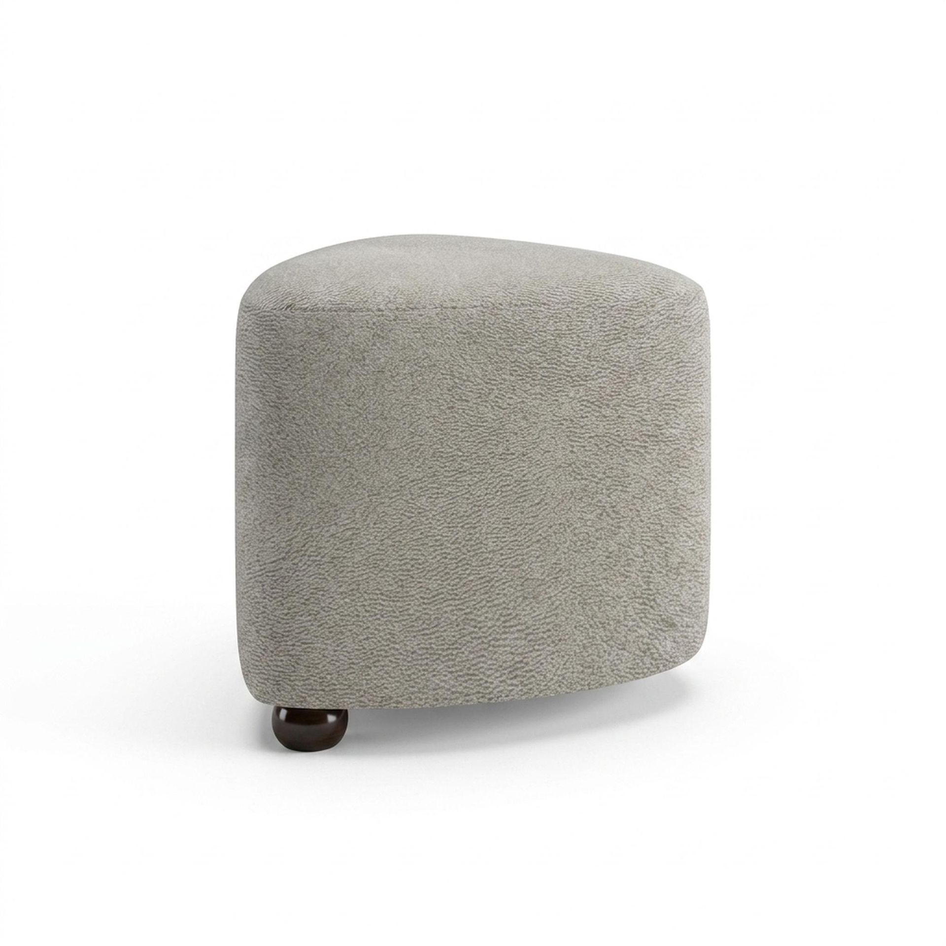 Hayden Home Premium Curved Triad Pouf, Coco Walnut Legs, Essential Bone Upholstery