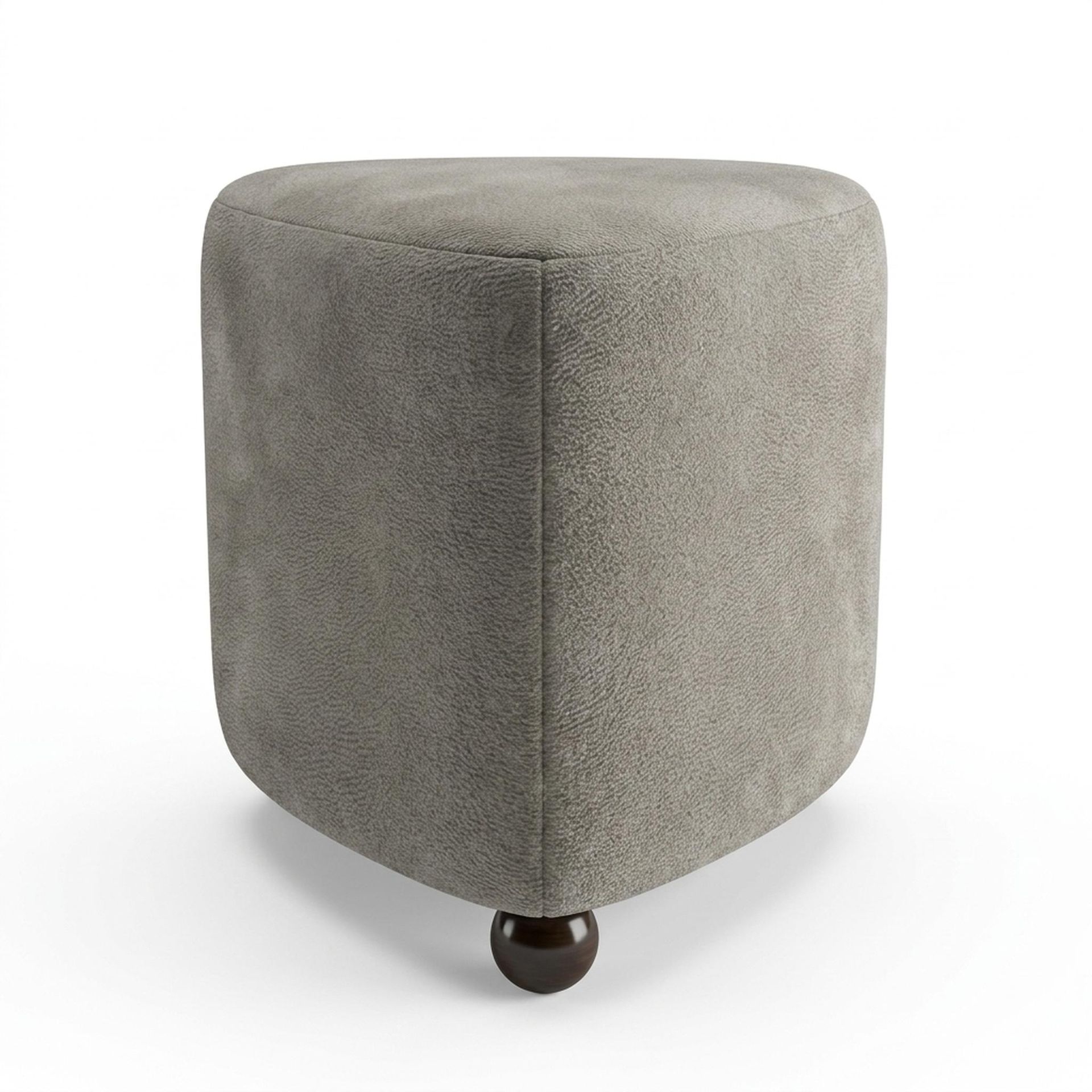 Hayden Home Premium Curved Triad Pouf, Coco Walnut Legs, Essential Bone Upholstery