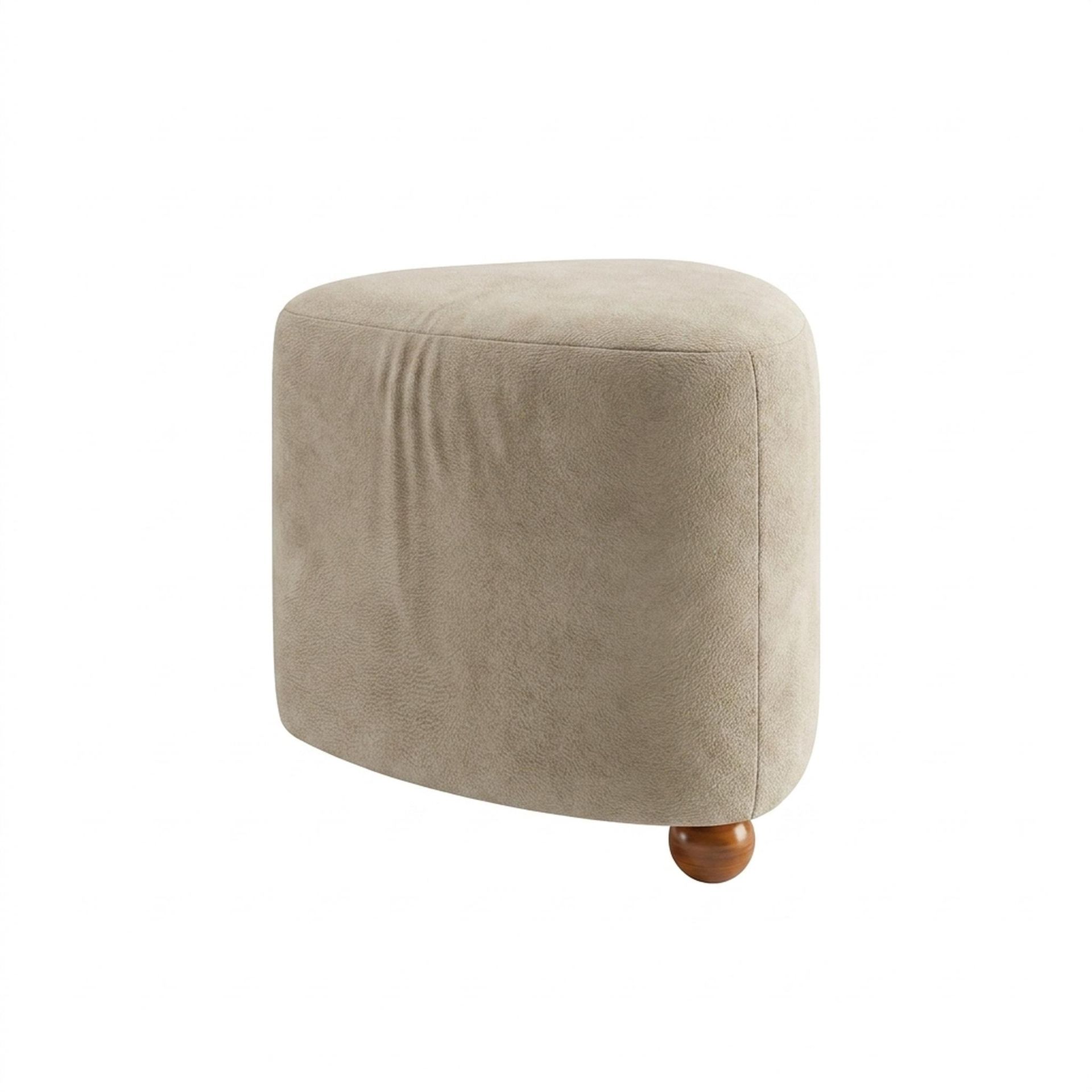 Hayden Home Premium Curved Triad Pouf, Warm Cedar Legs, Essential Sand Upholstery