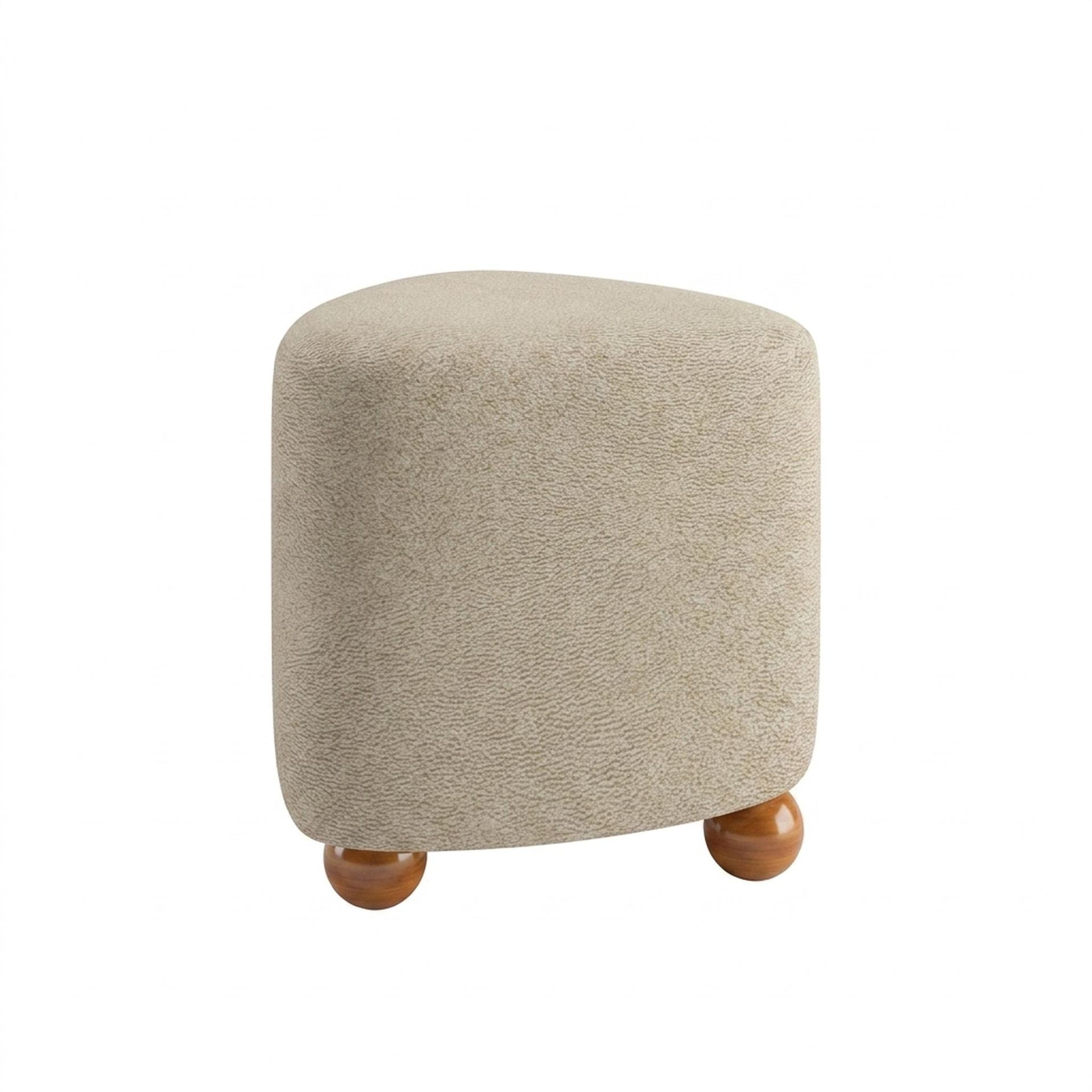 Hayden Home Premium Curved Triad Pouf, Warm Cedar Legs, Essential Sand Upholstery
