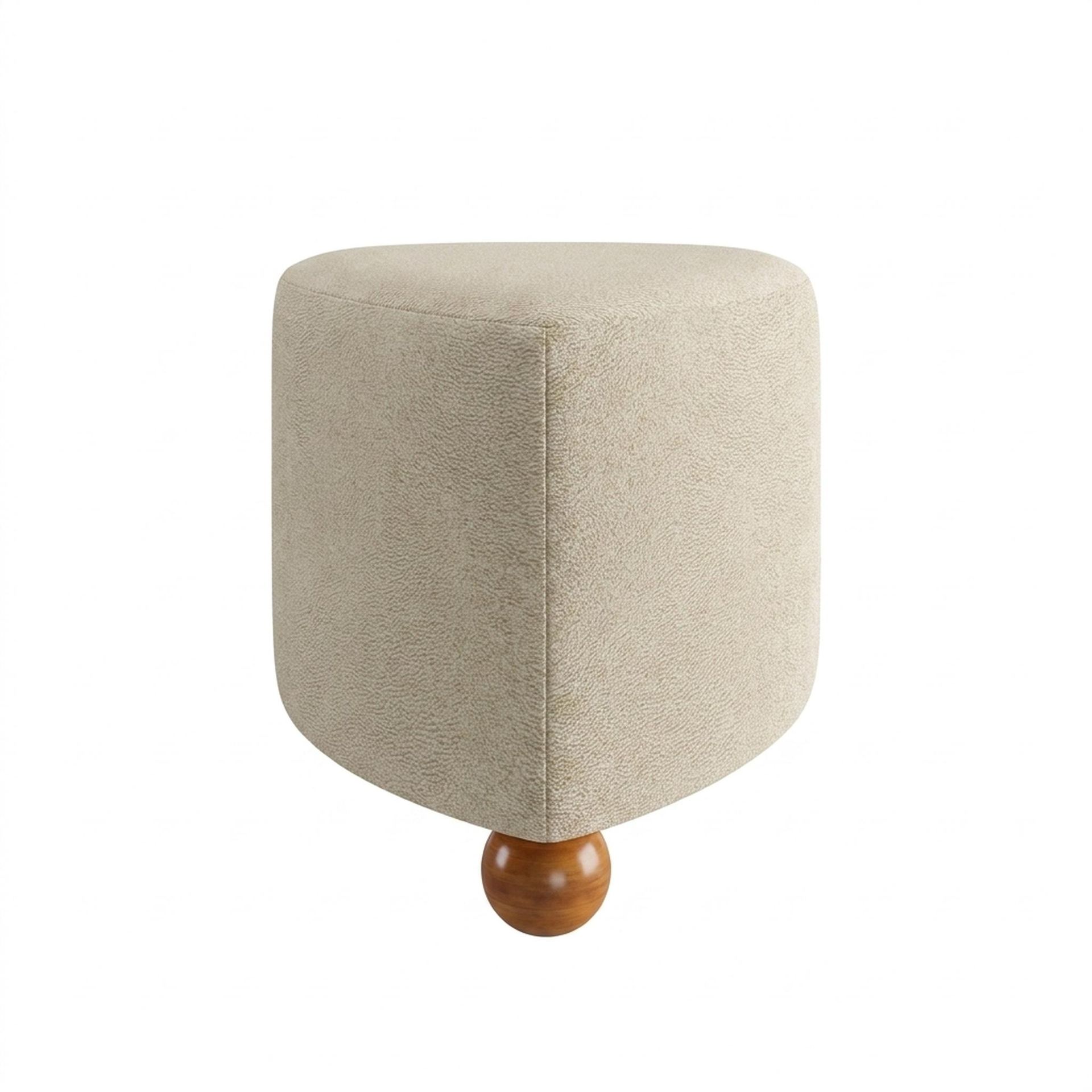 Hayden Home Premium Curved Triad Pouf, Warm Cedar Legs, Essential Sand Upholstery