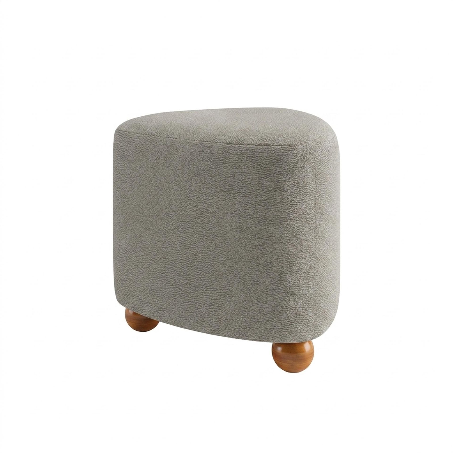 Hayden Home Premium Curved Triad Pouf, Warm Cedar Legs, Essential Bone Upholstery