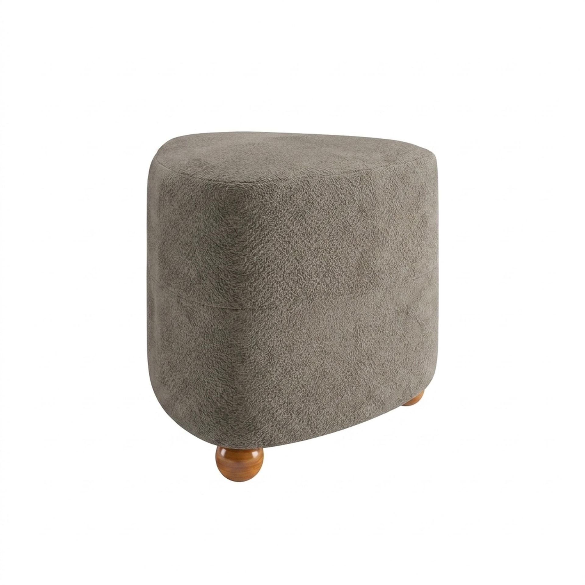 Hayden Home Premium Curved Triad Pouf, Warm Cedar Legs, Essential Biscuit Upholstery
