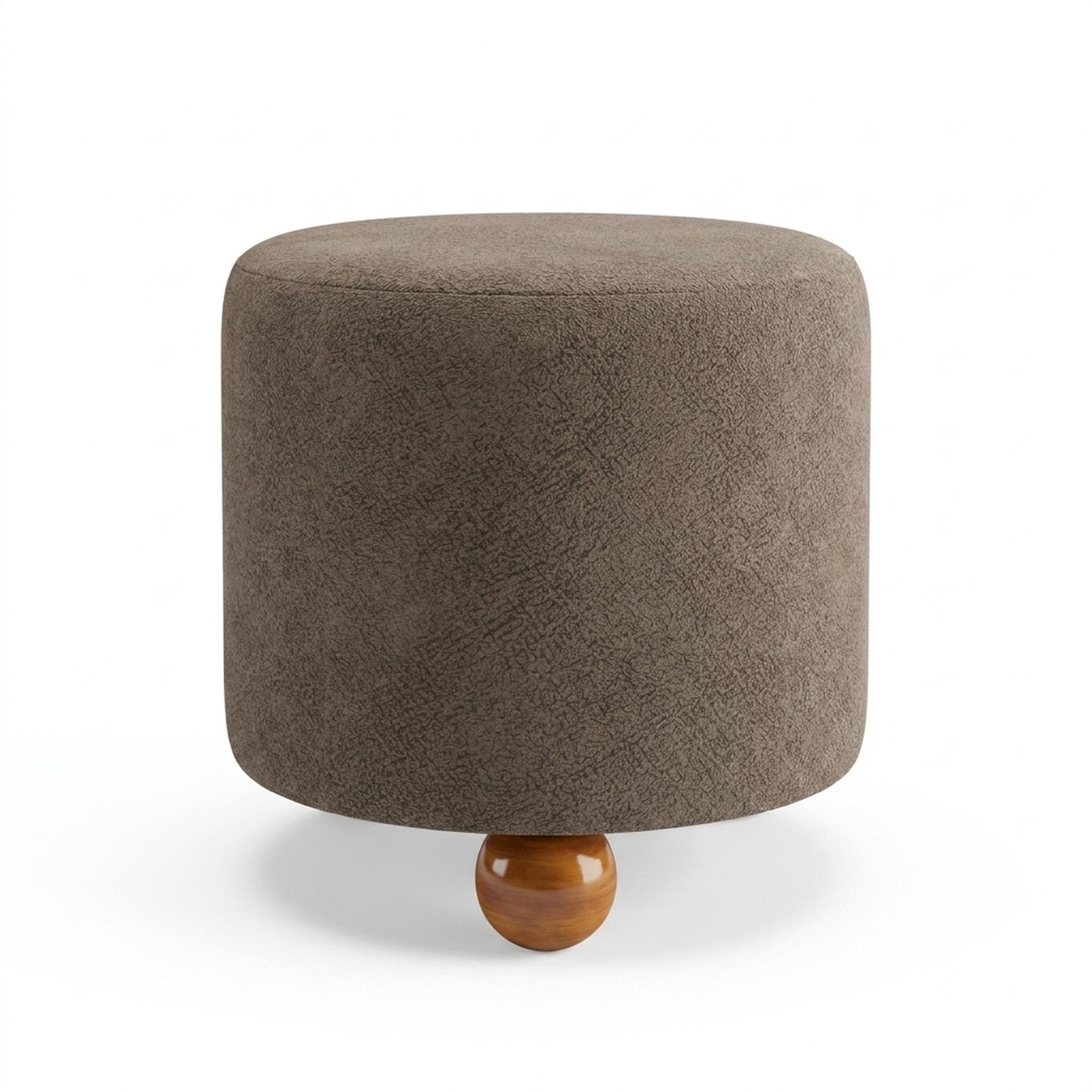 Hayden Home Premium Curved Triad Pouf, Warm Cedar Legs, Essential Biscuit Upholstery