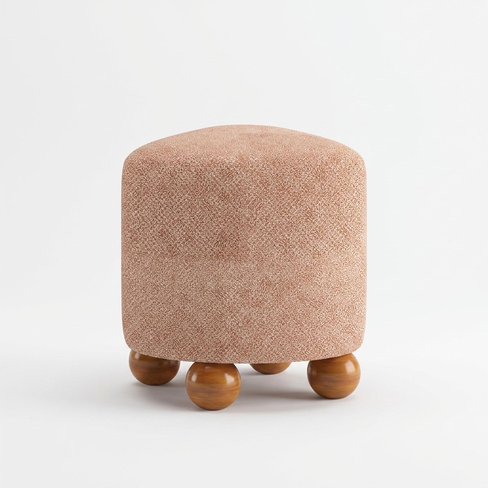 Hayden Home Premium Curved Triad Pouf, Warm Cedar Legs, Essential Ballet Slipper Upholstery