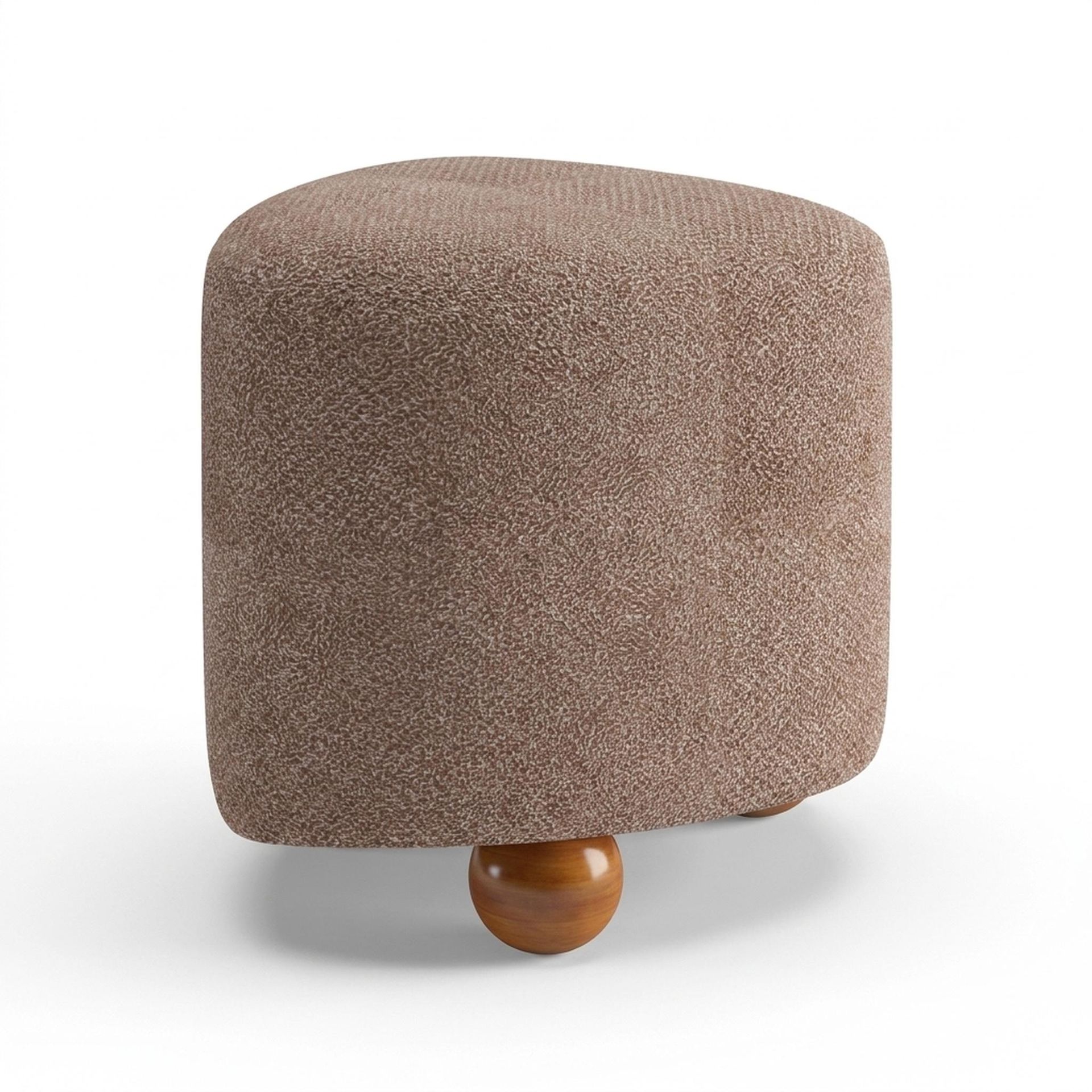 Hayden Home Premium Curved Triad Pouf, Warm Cedar Legs, Essential Ballet Slipper Upholstery