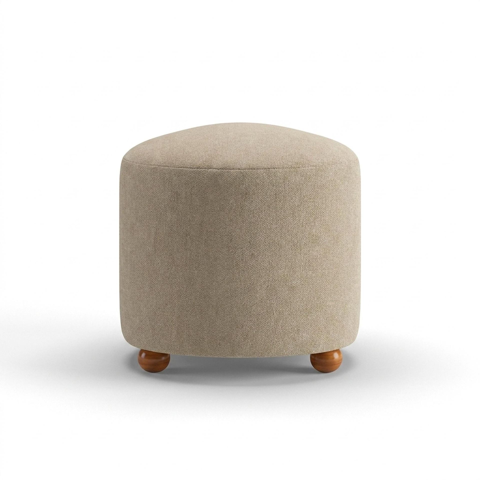 Hayden Home Premium Curved Triad Pouf, Warm Cedar Legs, Premium Alabaster Upholstery