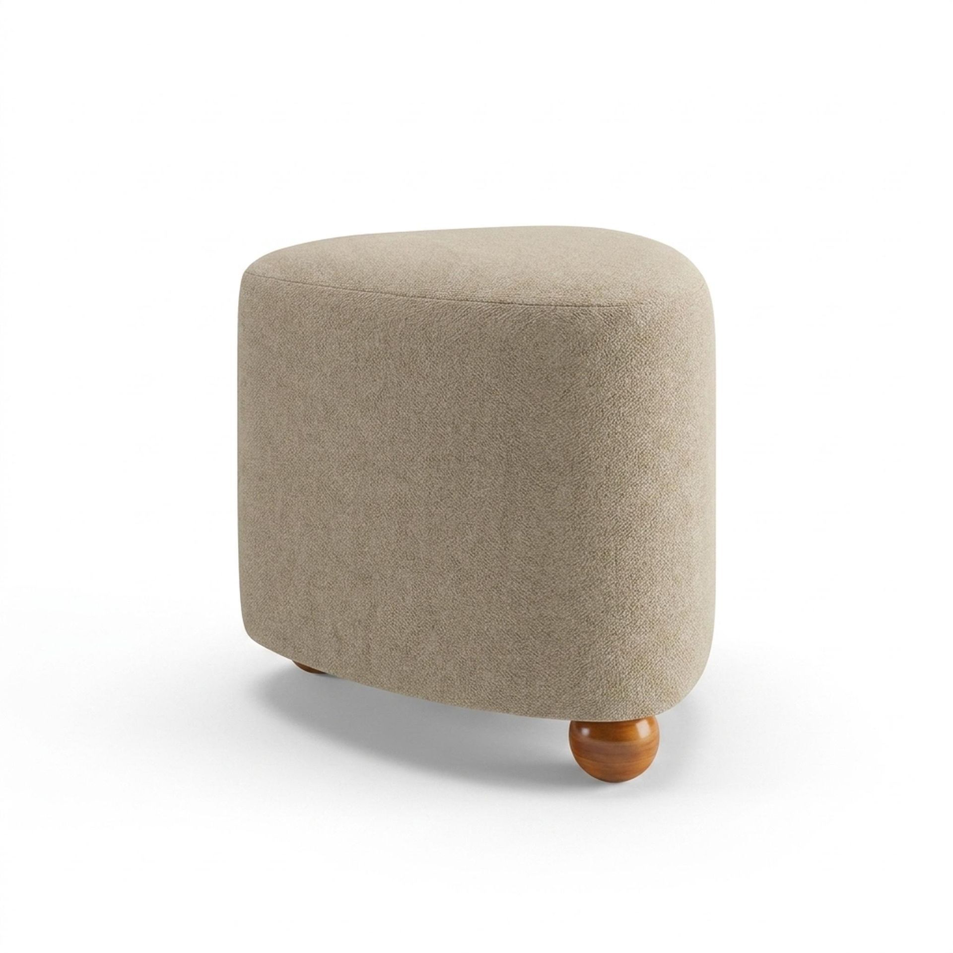 Hayden Home Premium Curved Triad Pouf, Warm Cedar Legs, Premium Alabaster Upholstery