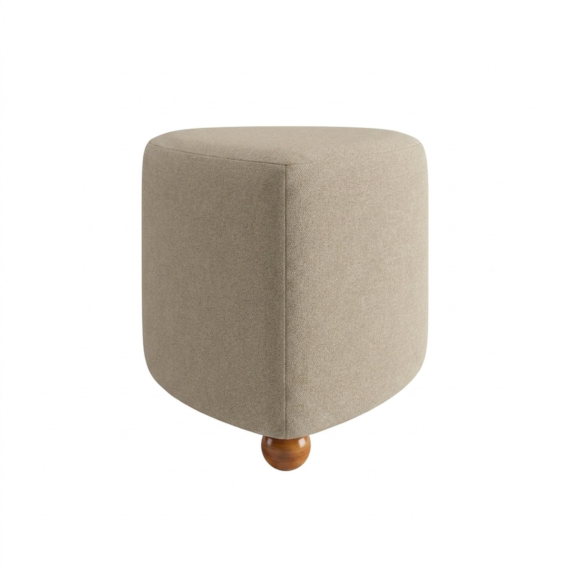 Hayden Home Premium Curved Triad Pouf, Warm Cedar Legs, Premium Alabaster Upholstery