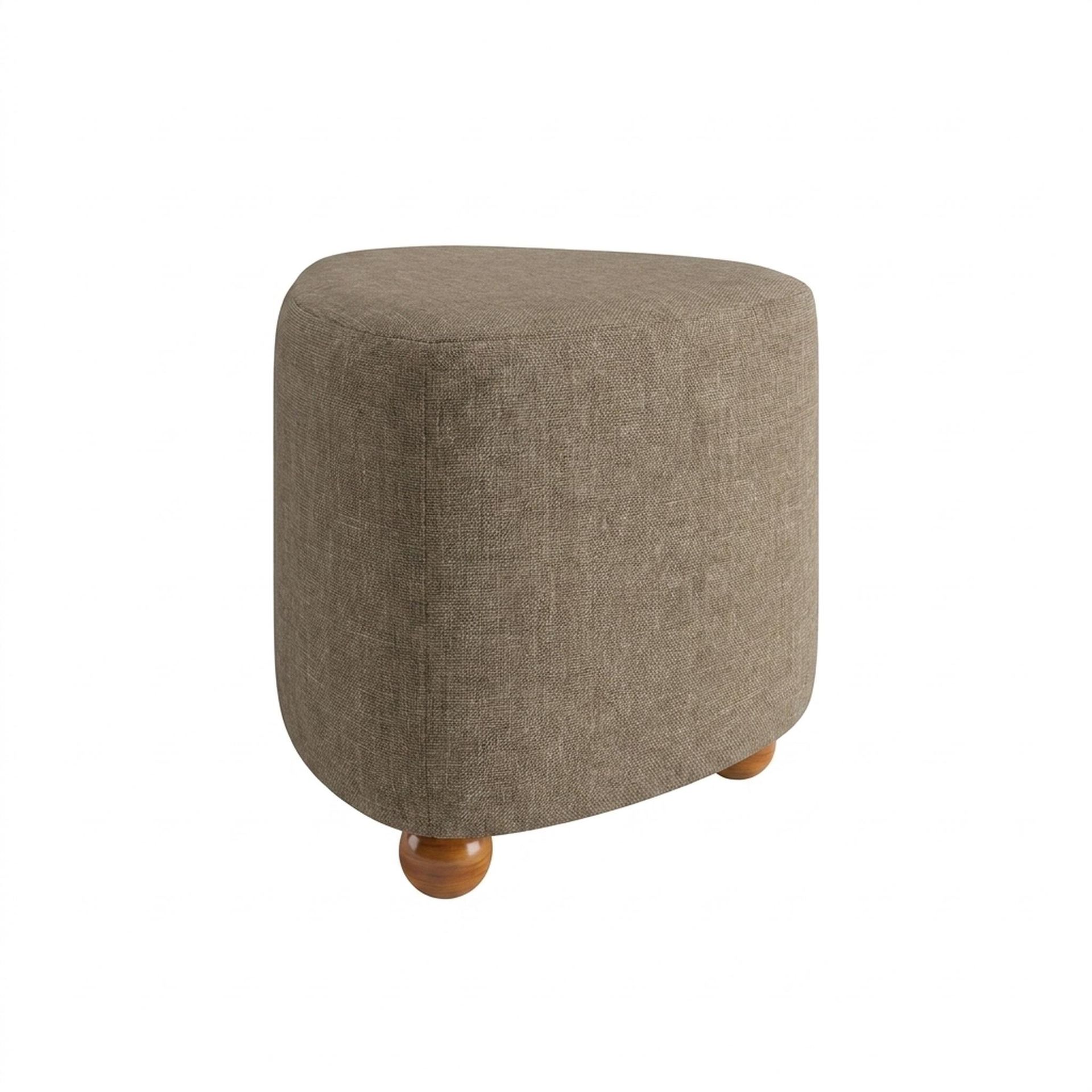 Hayden Home Premium Curved Triad Pouf, Warm Cedar Legs, Premium Dusky Biege Upholstery