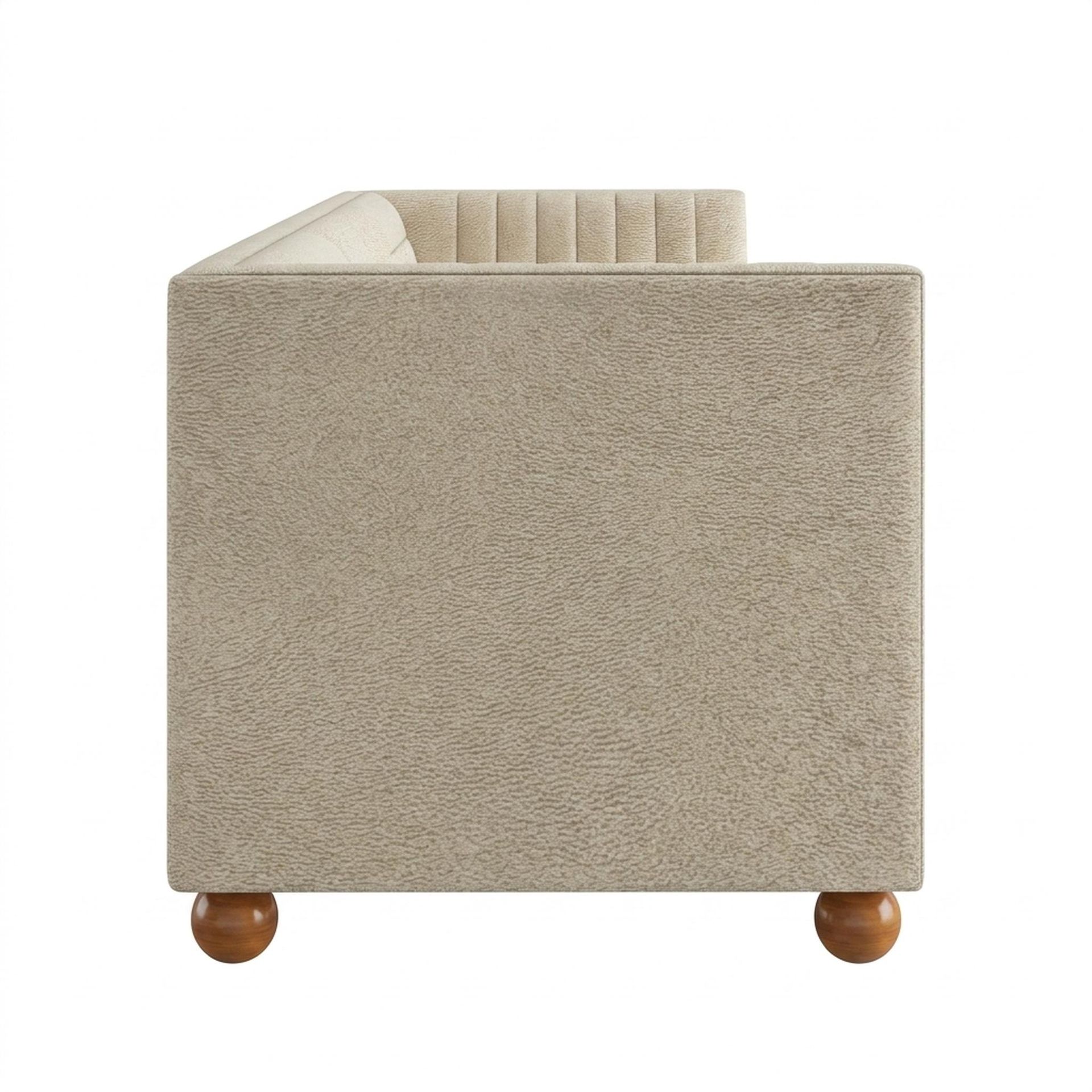 Hayden Home Premium Grove Gather Sofa Bed, Warm Cedar Legs, Essential Sand Upholstery