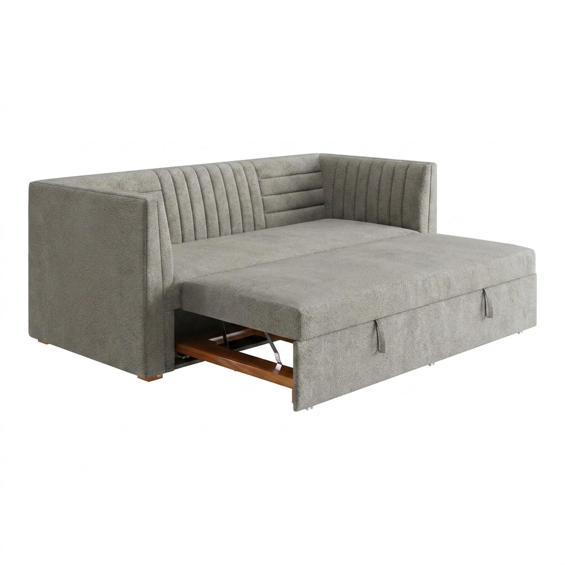 Hayden Home Premium Grove Gather Sofa Bed, Warm Cedar Legs, Essential Bone Upholstery